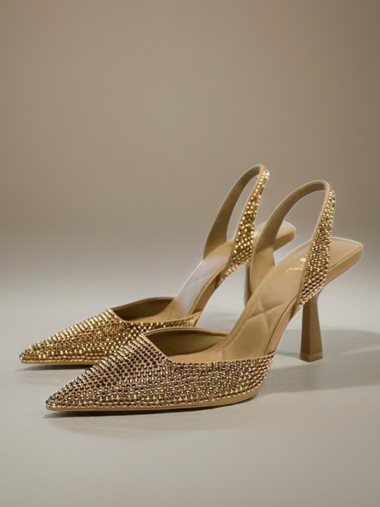 Rhinestone Slingback High Heel Pumps