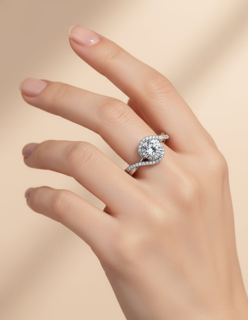 1 Carat Sterling Silver Moissanite Crisscross Ring