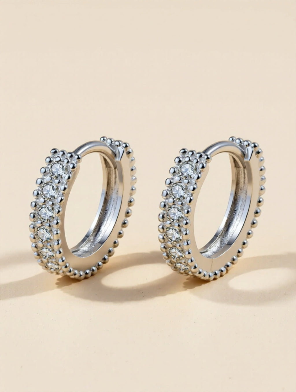925 Sterling Silver Inlaid Moissanite Huggie Earrings