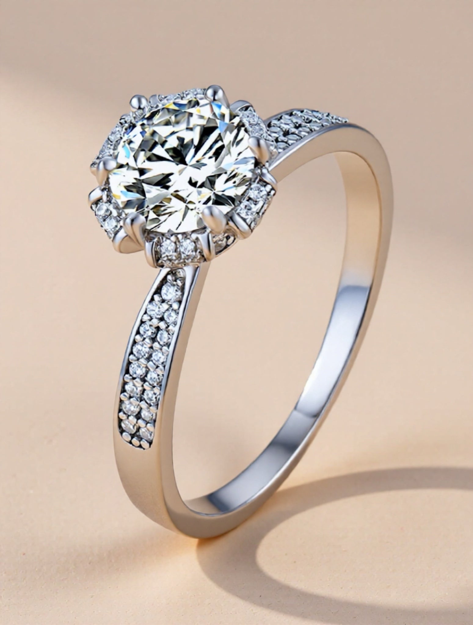 925 Sterling Silver 1 Carat Moissanite Ring
