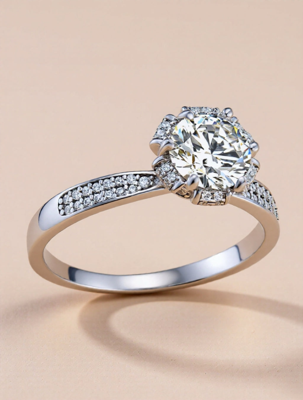 925 Sterling Silver 1 Carat Moissanite Ring