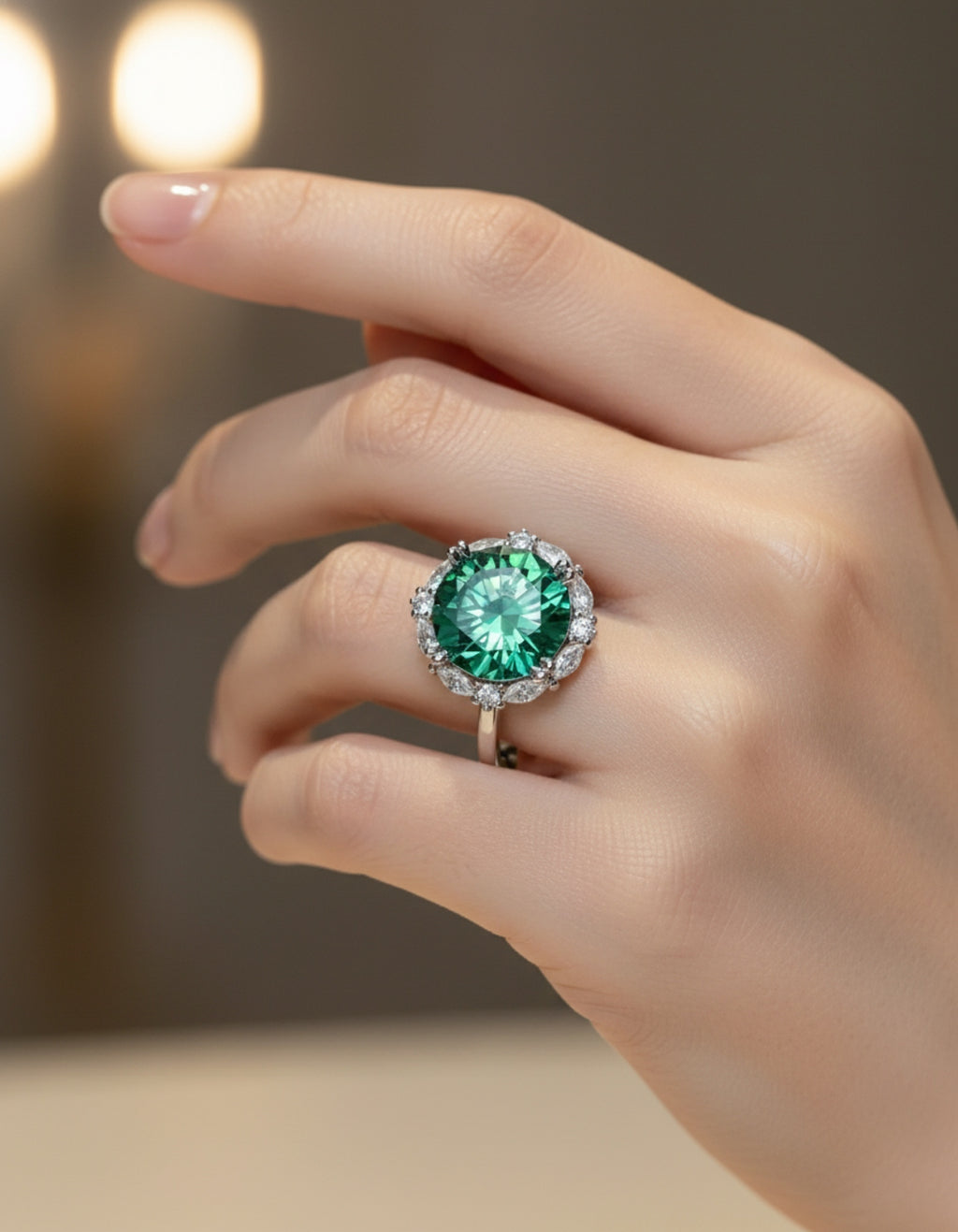 5 Carat Green Moissanite 925 Sterling Silver Ring