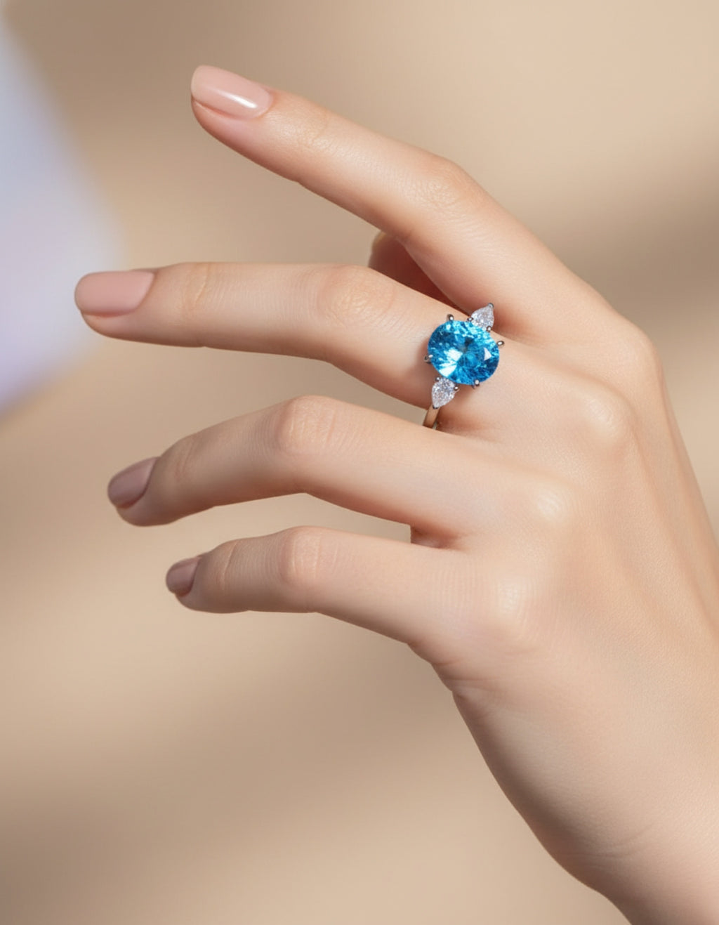 3 Carat Blue Moissanite 925 Sterling Silver Ring