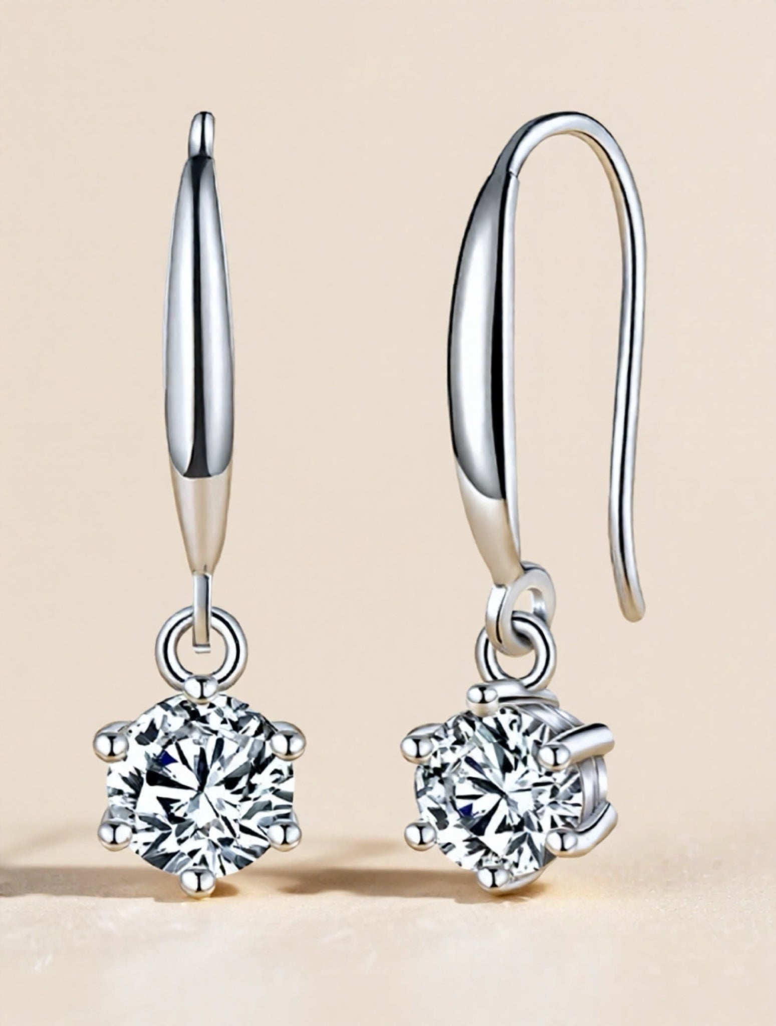 2 Carat Moissanite 6-Prong Drop Earrings