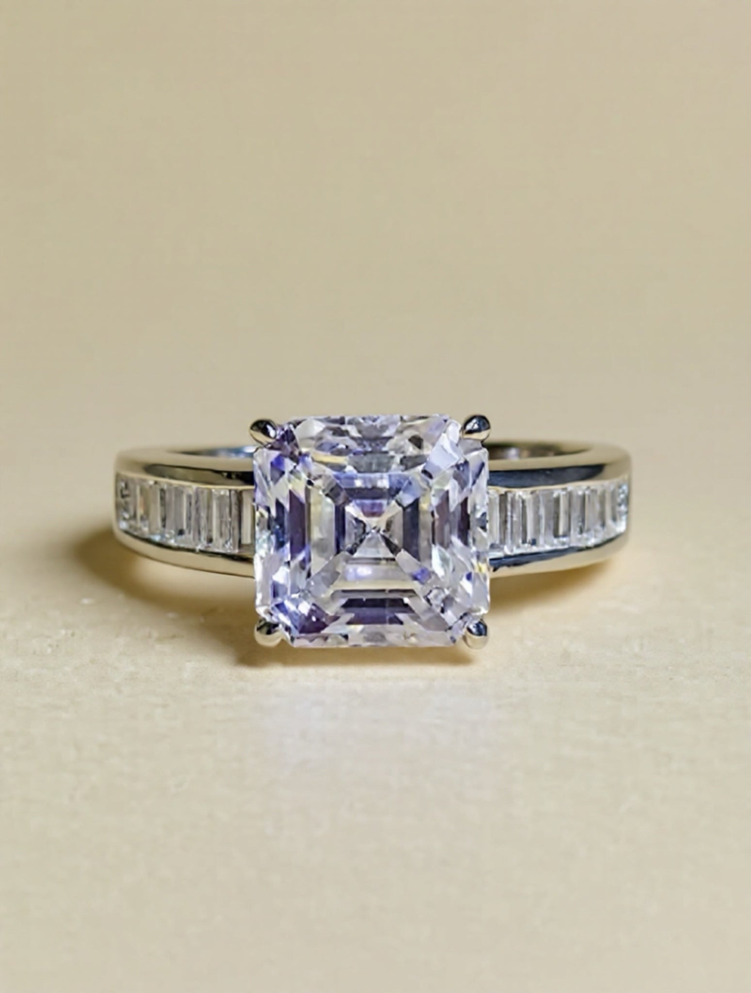 3 Carat Moissanite 925 Sterling Silver Square Shape Ring