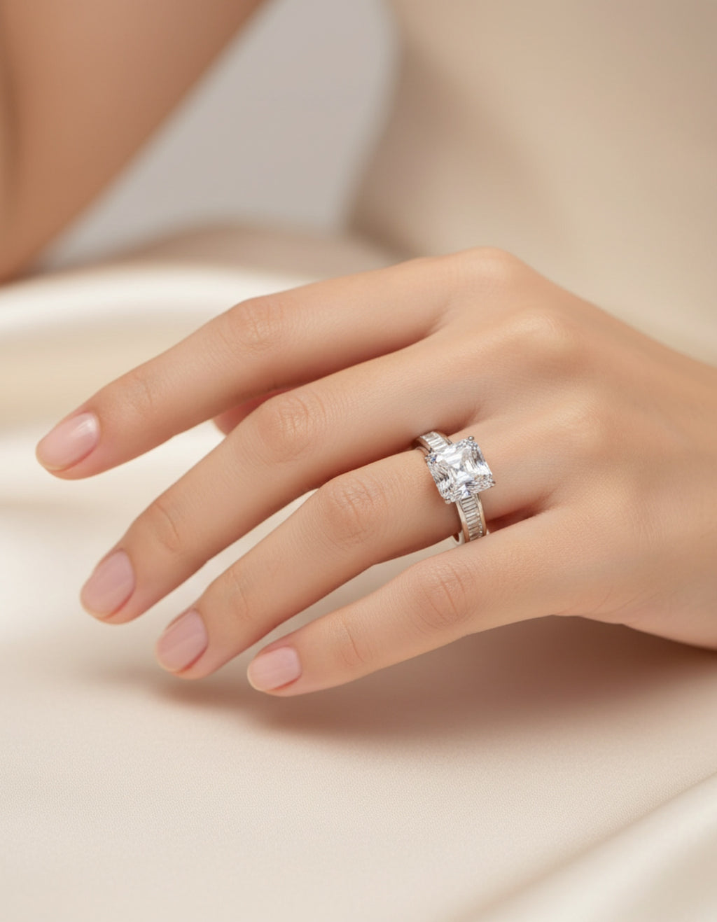 3 Carat Moissanite 925 Sterling Silver Square Shape Ring