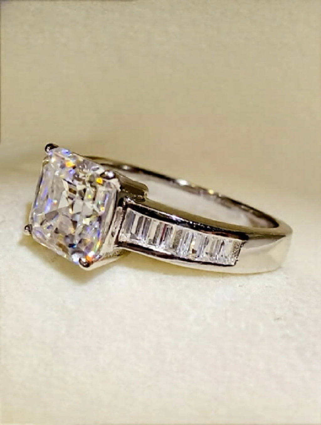 3 Carat Moissanite 925 Sterling Silver Square Shape Ring