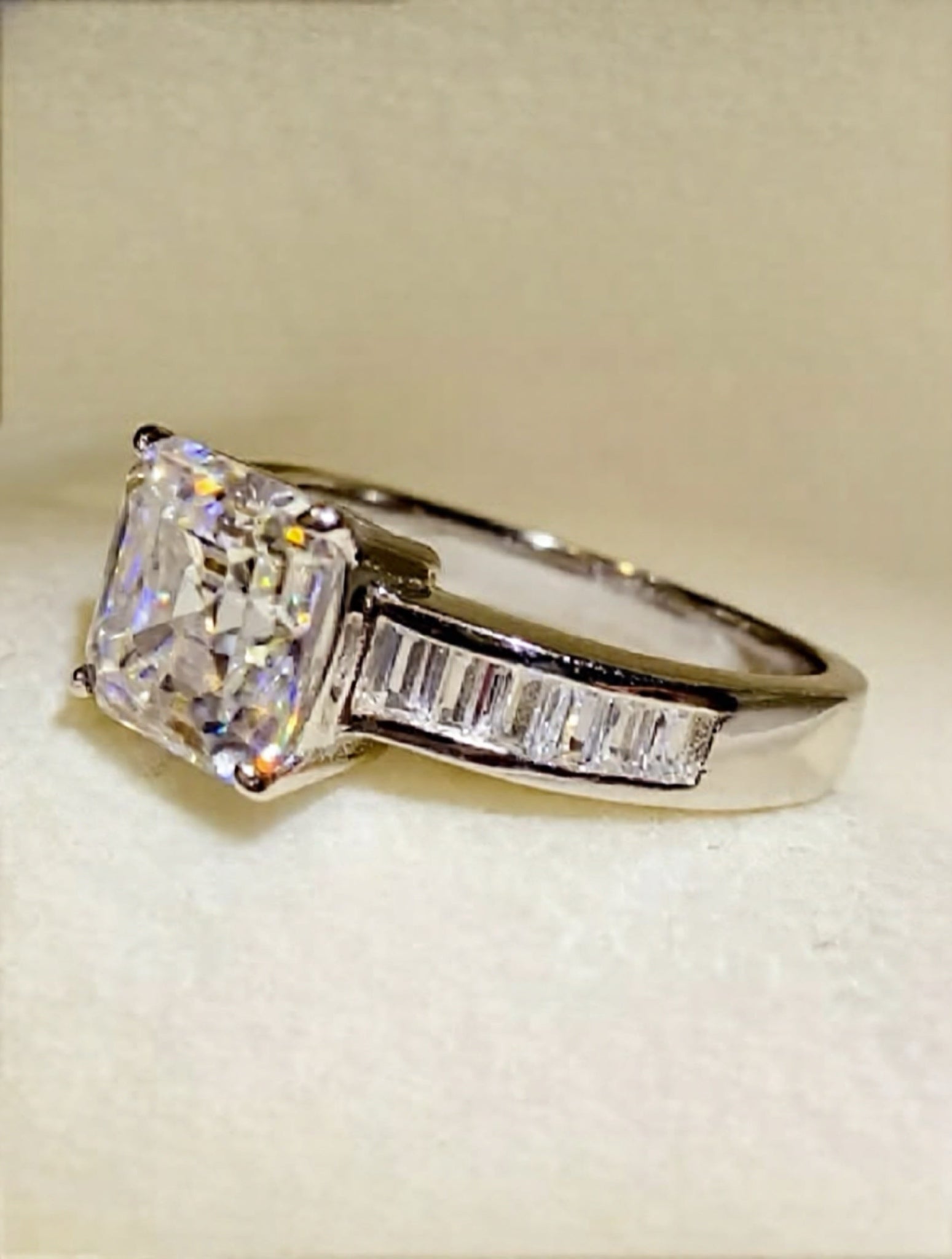 3 Carat Moissanite 925 Sterling Silver Square Shape Ring