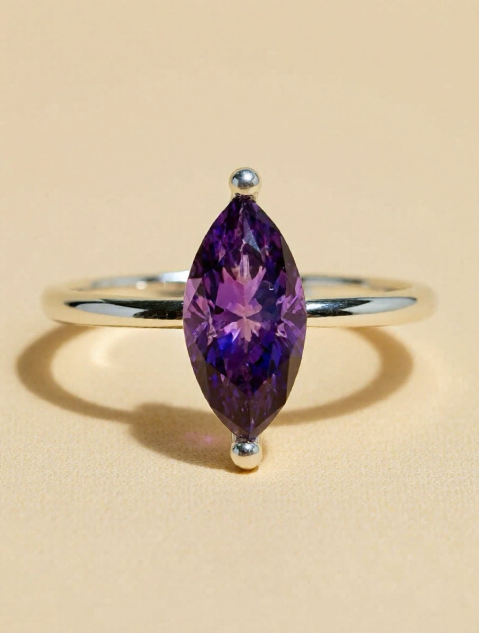 2 Carat Purple Moissanite 925 Sterling Silver Ring