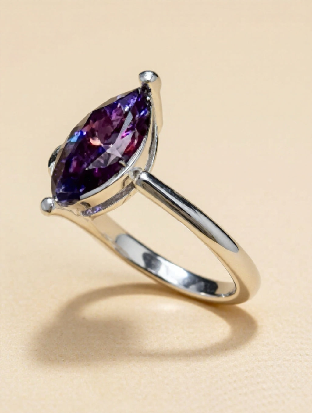 2 Carat Purple Moissanite 925 Sterling Silver Ring
