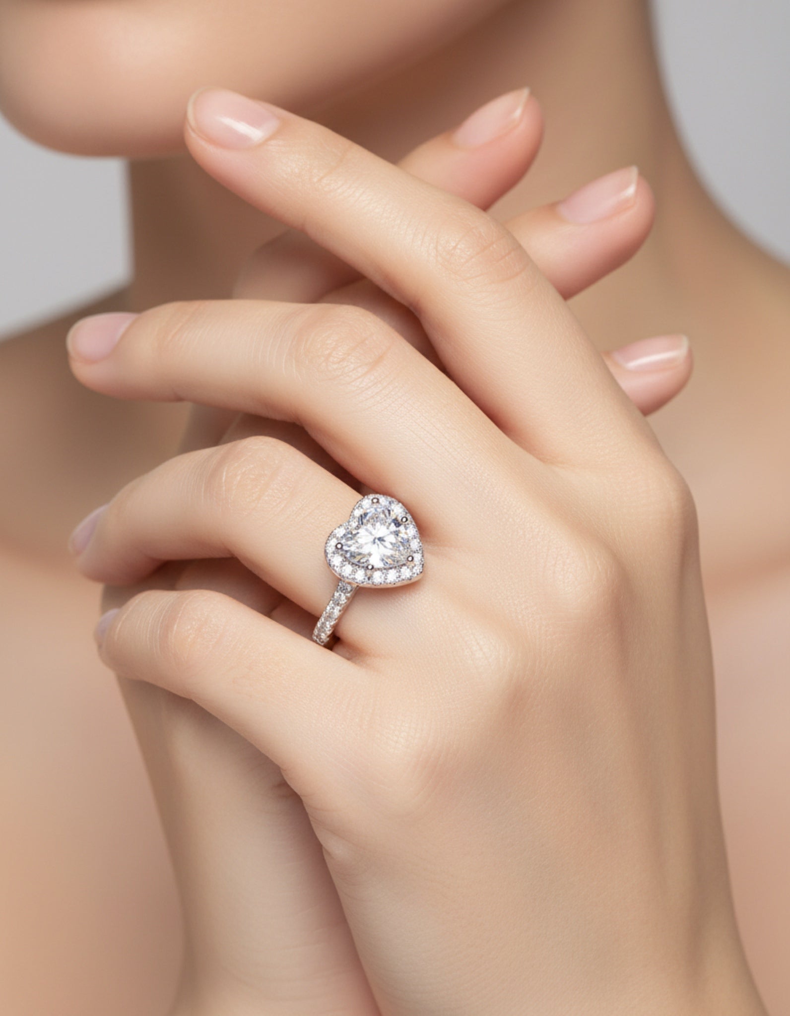 1 Carat 925 Sterling Silver Moissanite Heart Ring