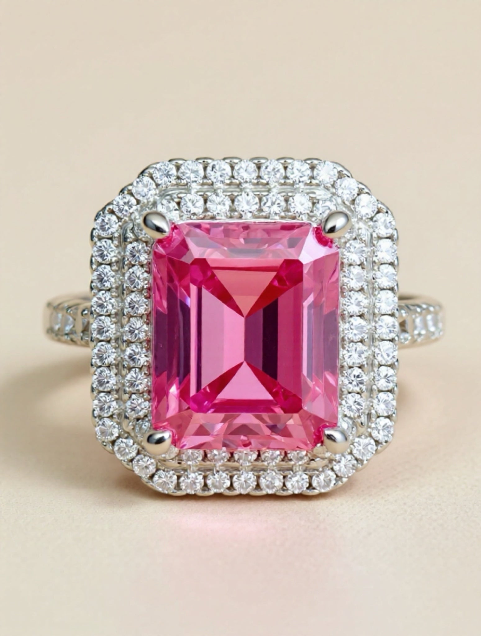 2 Carat Pink Moissanite 925 Sterling Silver Ring