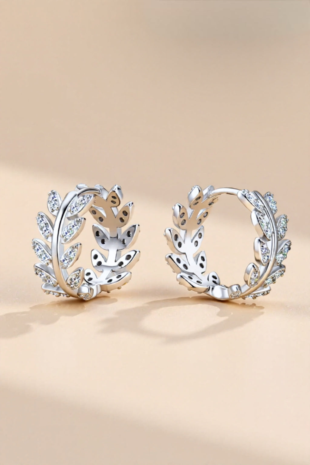 Moissanite Leaf 925 Sterling Silver Earrings