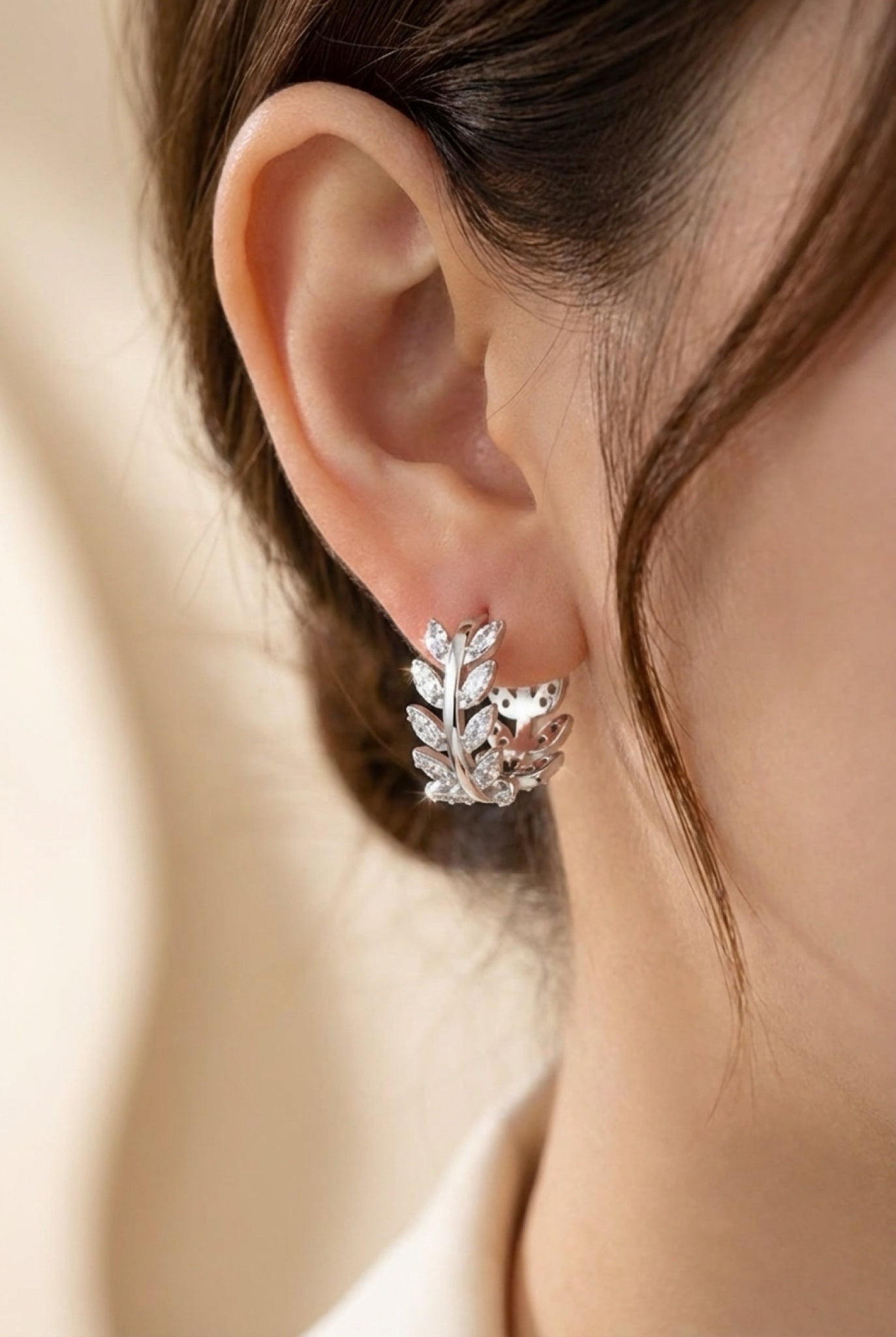 Moissanite Leaf 925 Sterling Silver Earrings