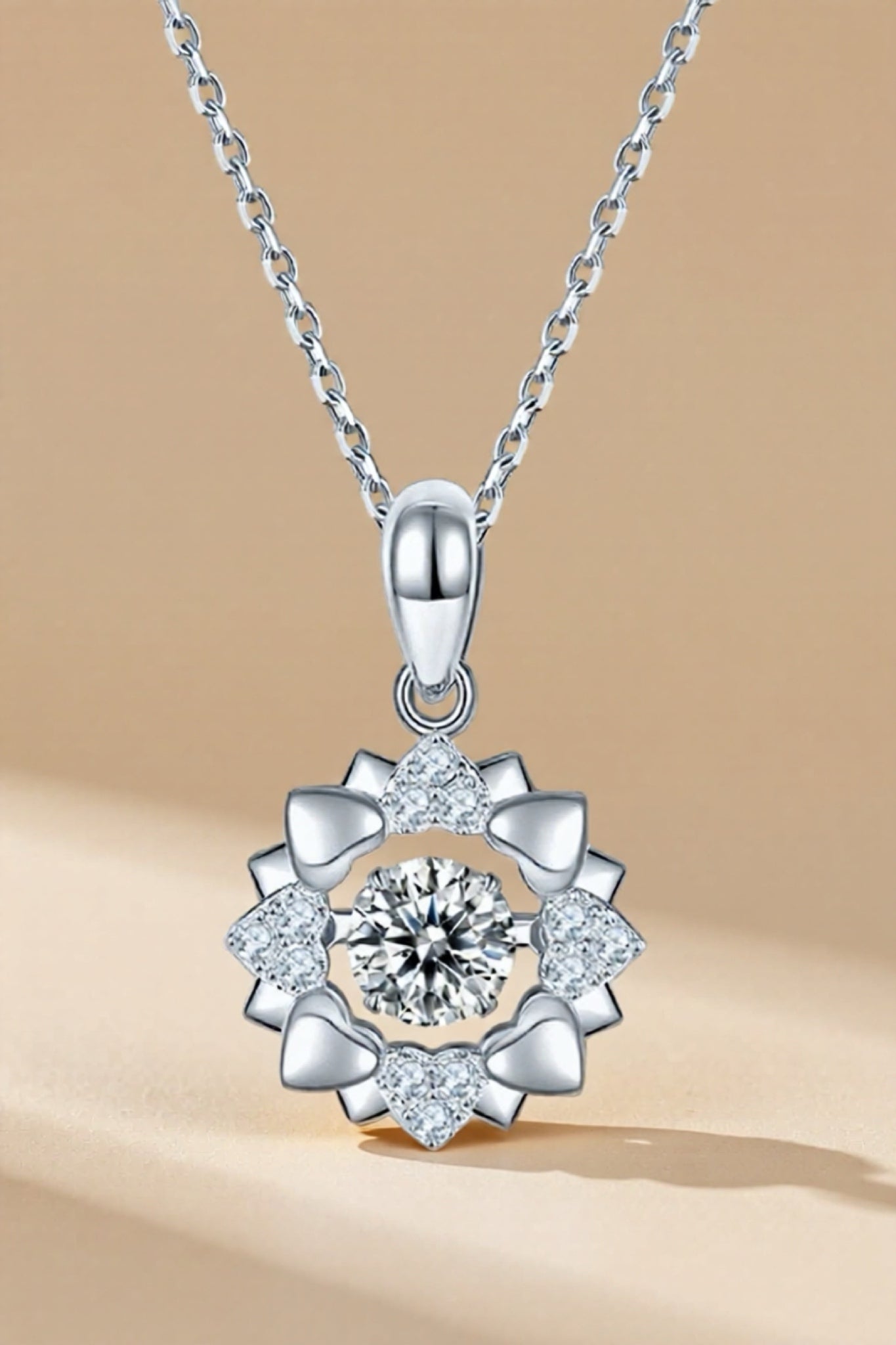 Moissanite Flower 925 Sterling Silver Pendant Necklace