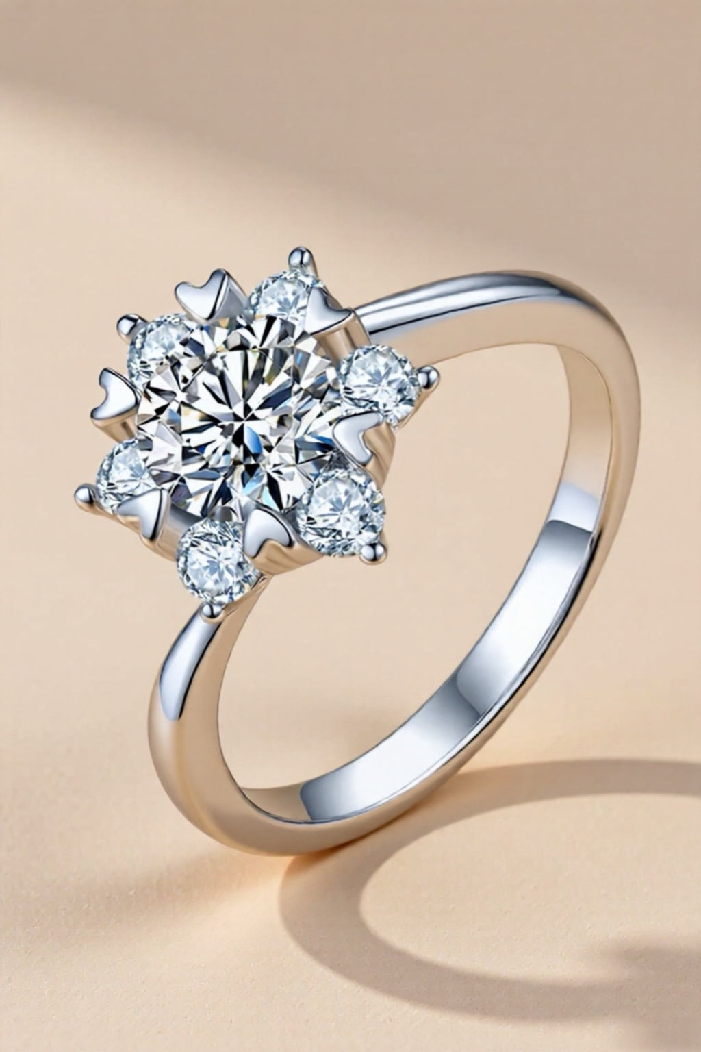 1 Carat Moissanite & CZ 925 Sterling Silver Ring