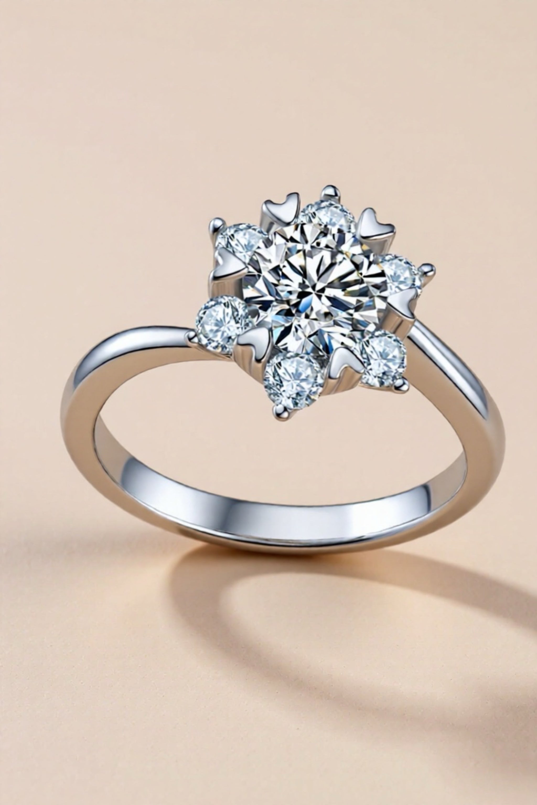 1 Carat Moissanite & CZ 925 Sterling Silver Ring