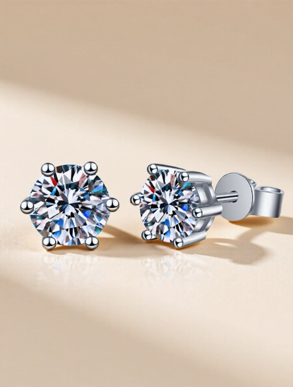 925 Sterling Silver Moissanite Stud Earrings