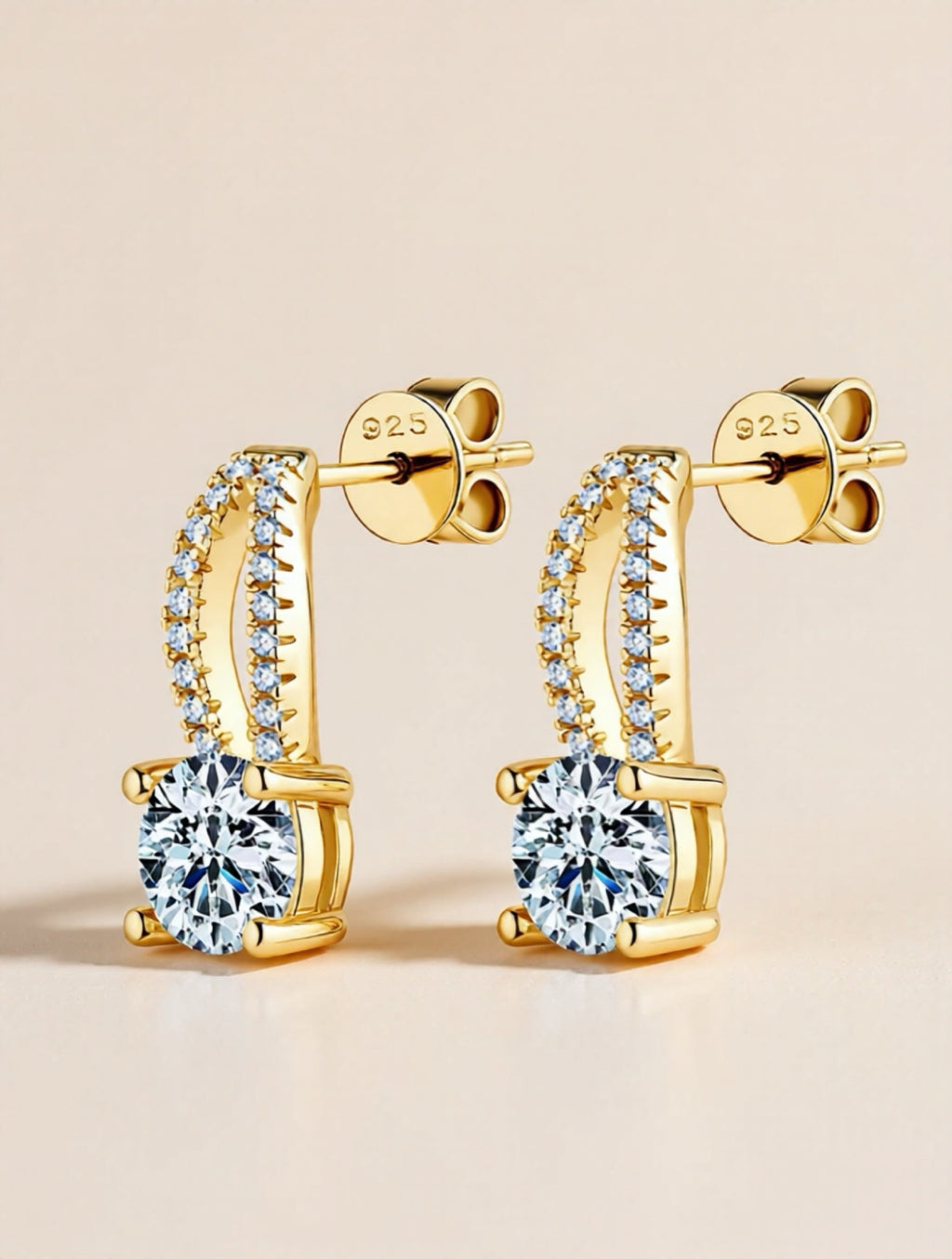 1 Carat Moissanite 925 Sterling Silver Earrings