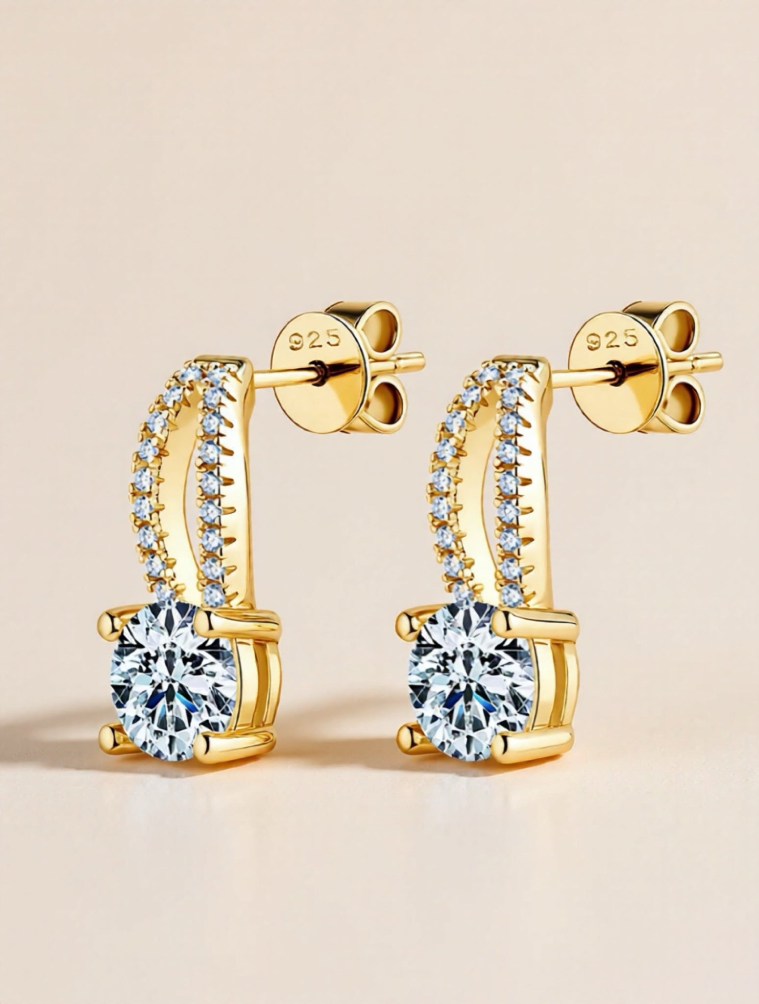 1 Carat Moissanite 925 Sterling Silver Earrings