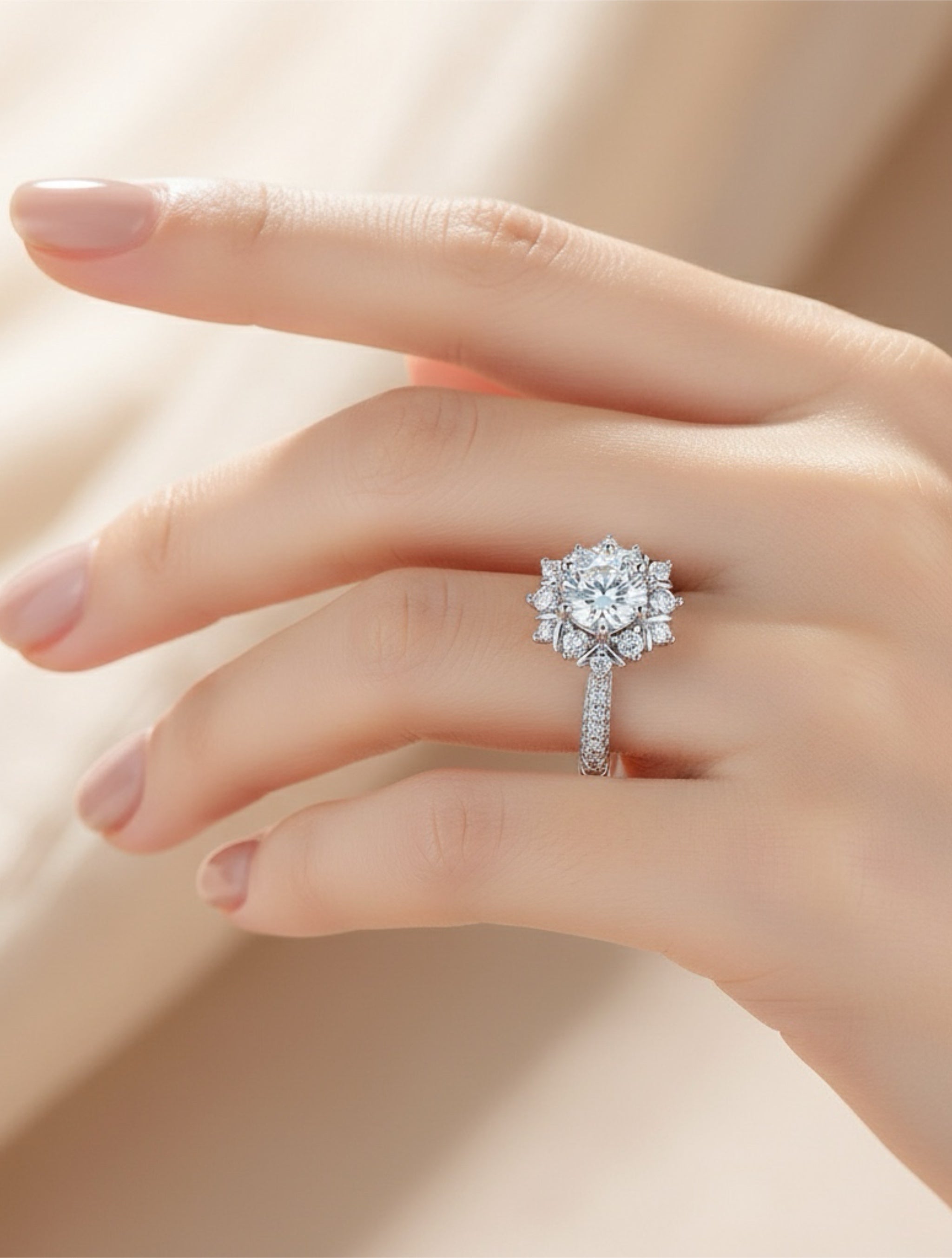 1 Carat Moissanite 925 Sterling Silver Flower Shape Ring