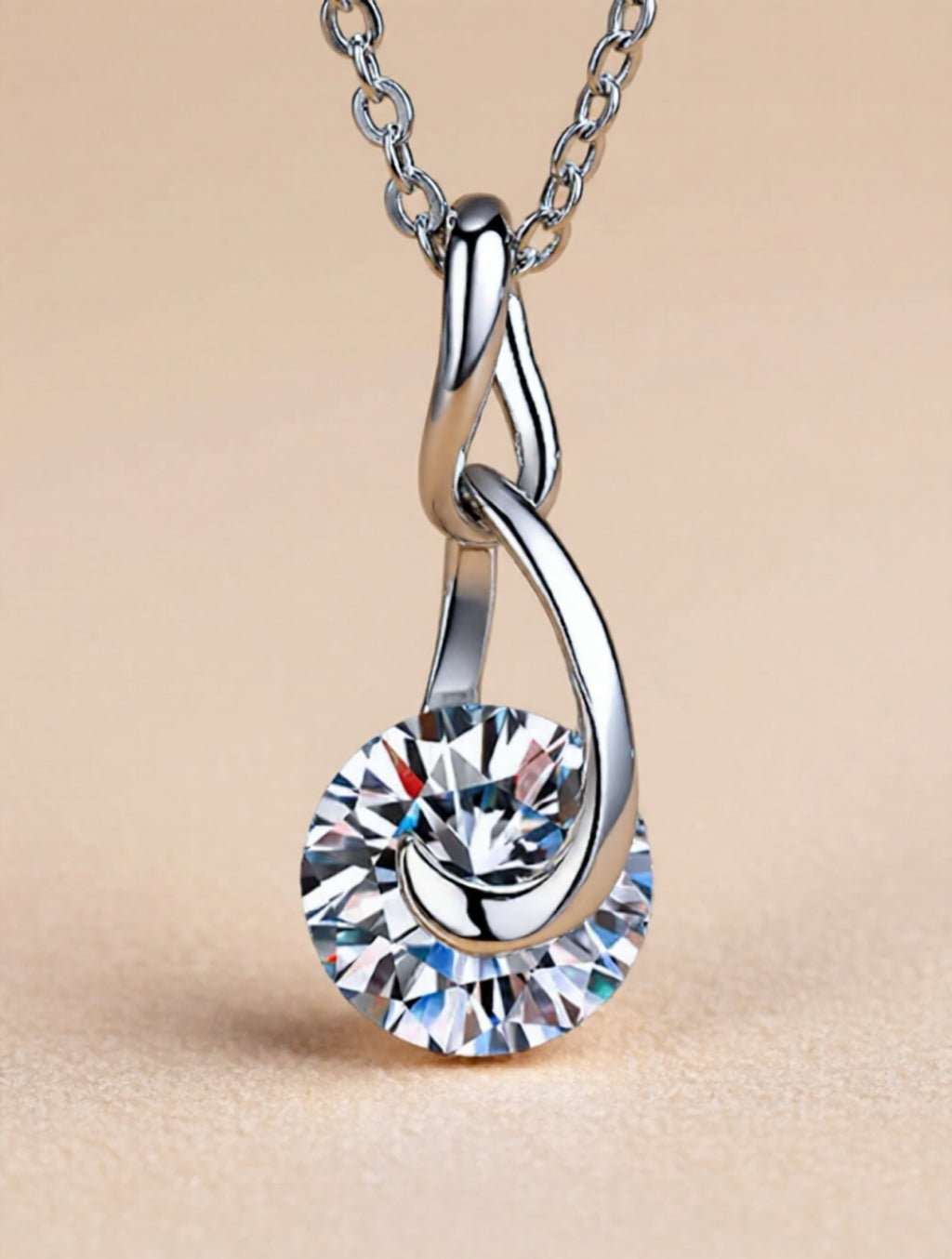 2 Carat Moissanite 925 Sterling Silver Necklace