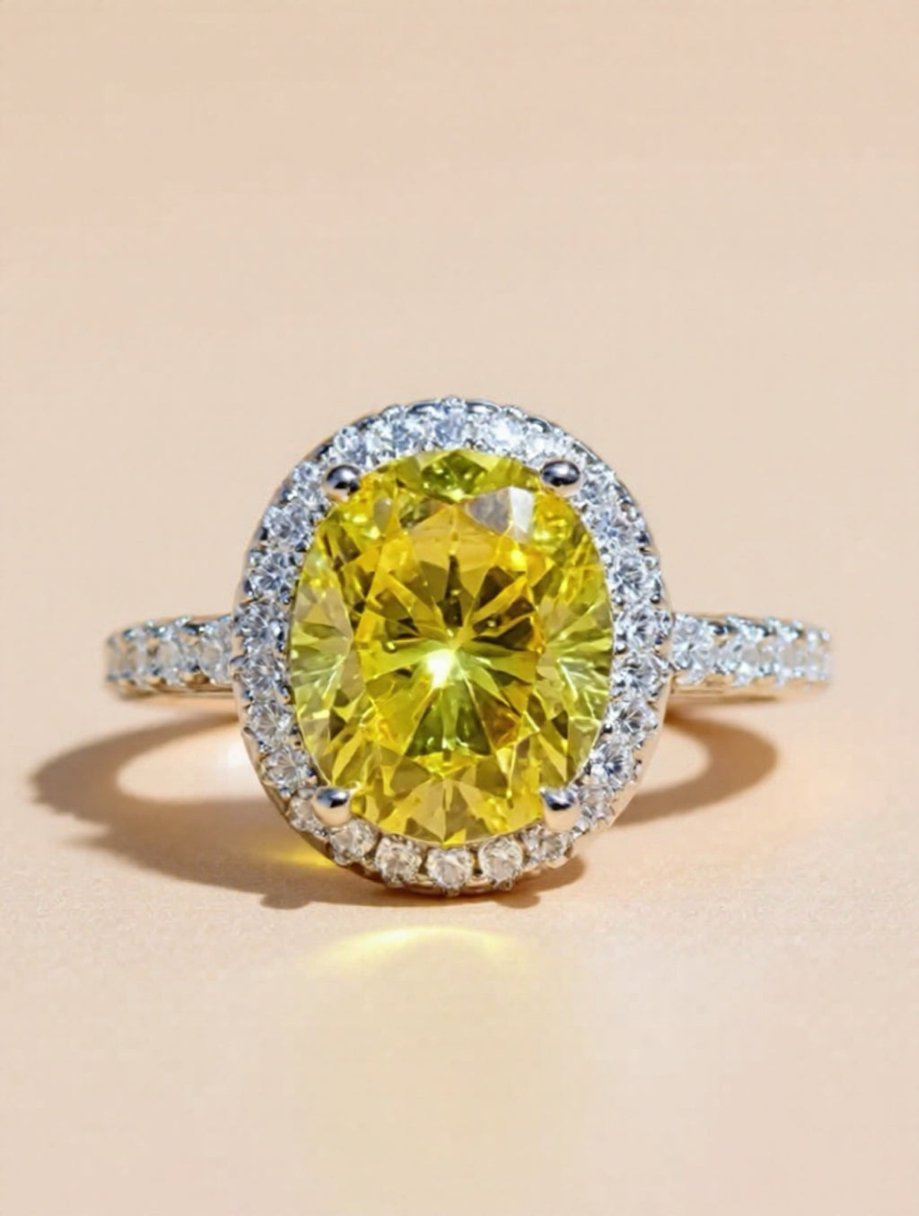 3 Carat Yellow Moissanite 925 Sterling Silver Ring