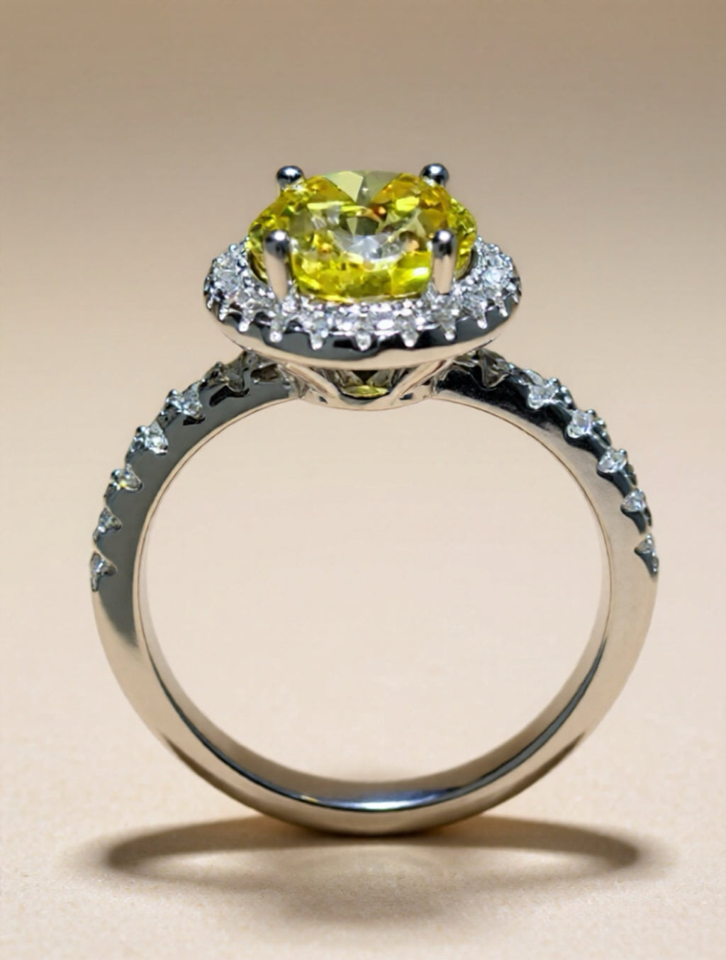3 Carat Yellow Moissanite 925 Sterling Silver Ring