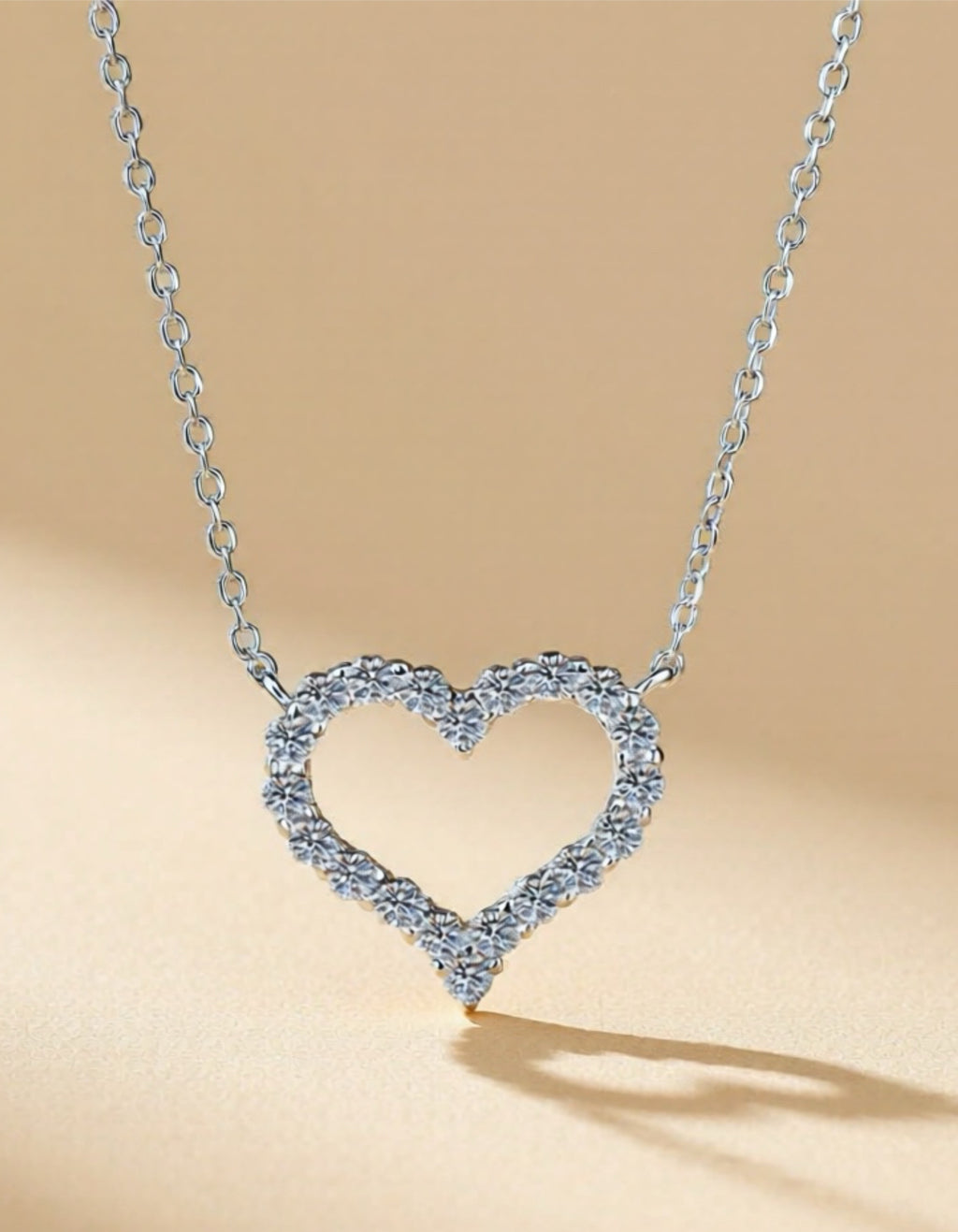Moissanite 925 Sterling Silver Heart Shape Necklace