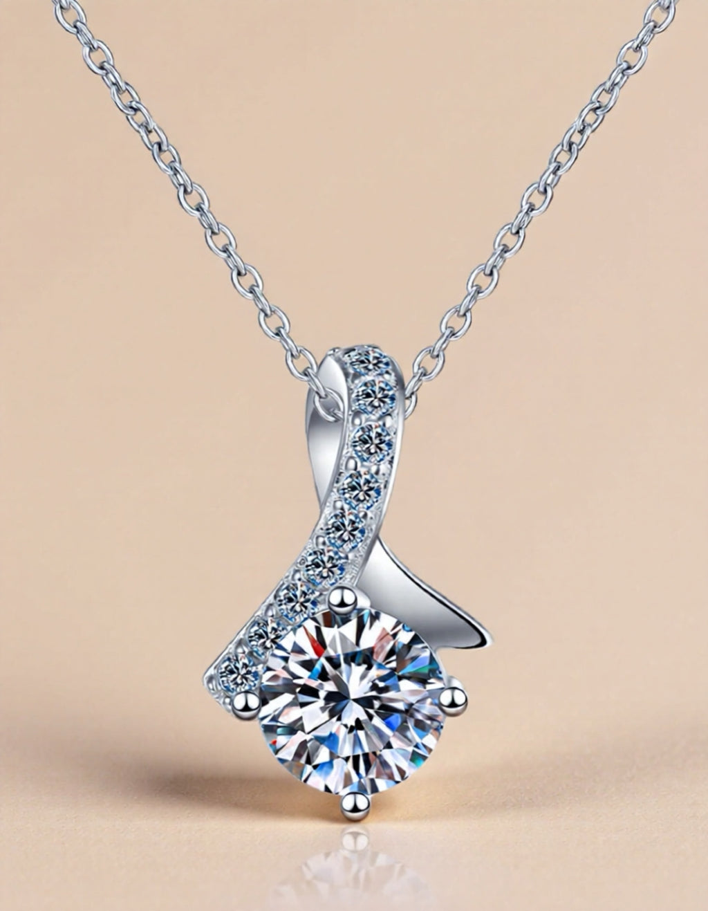 925 Sterling Silver Moissanite Pendant Necklace