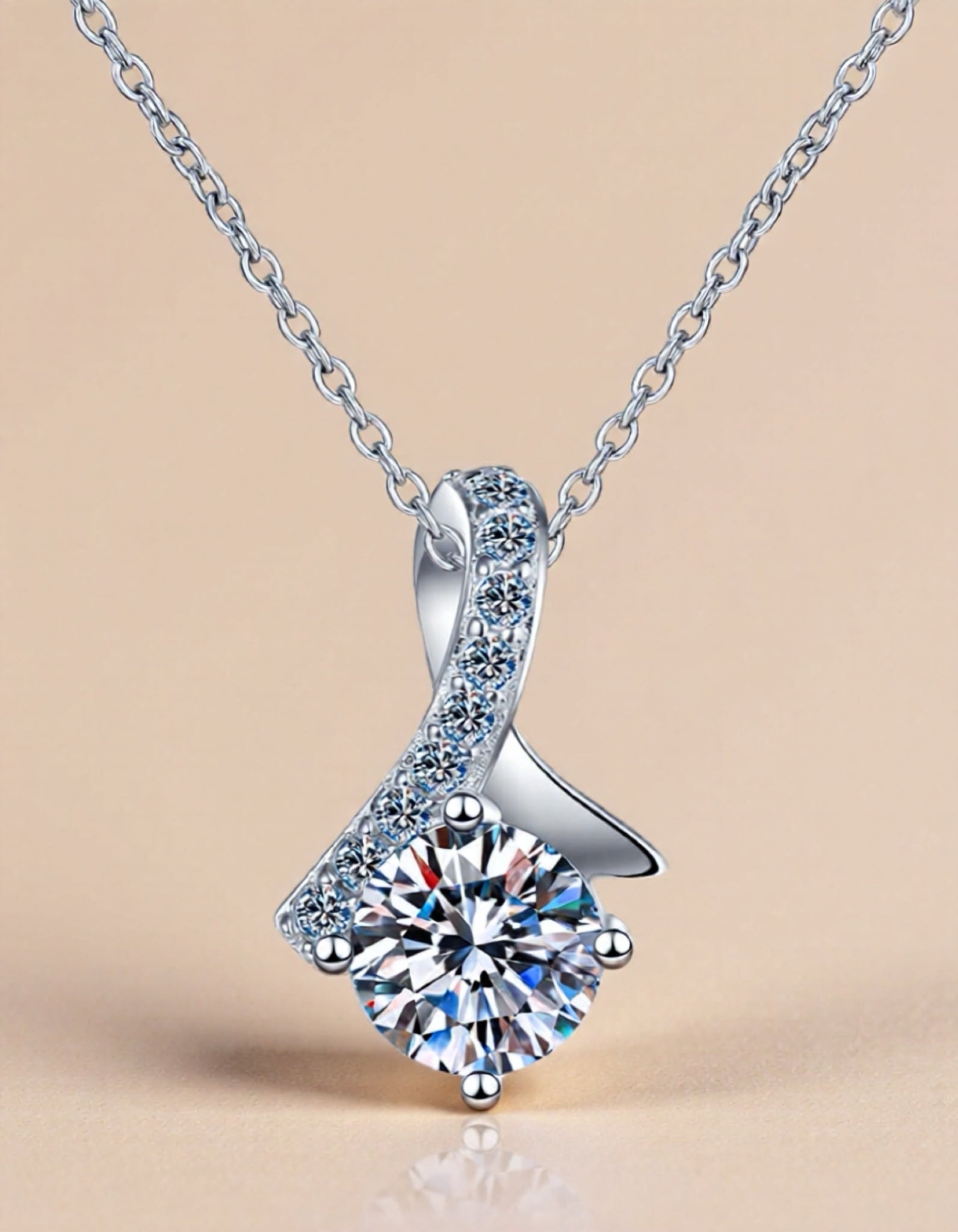 925 Sterling Silver Moissanite Pendant Necklace