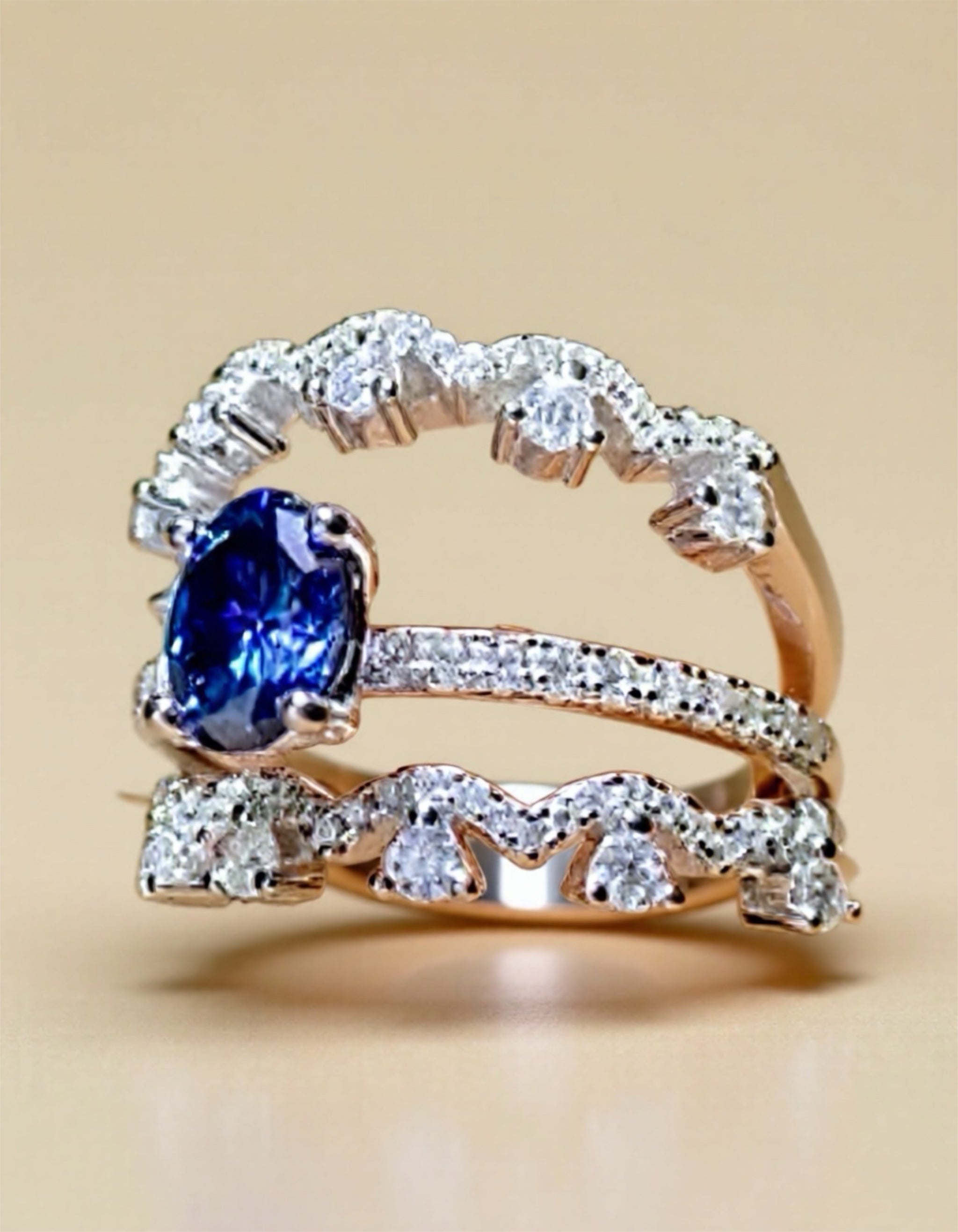 1 Carat Blue Moissanite 925 Sterling Silver Ring