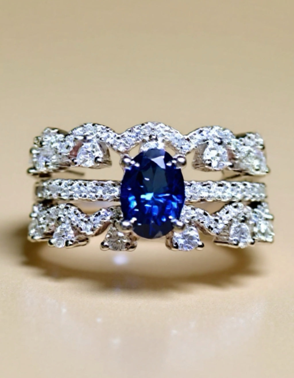 1 Carat Blue Moissanite 925 Sterling Silver Ring
