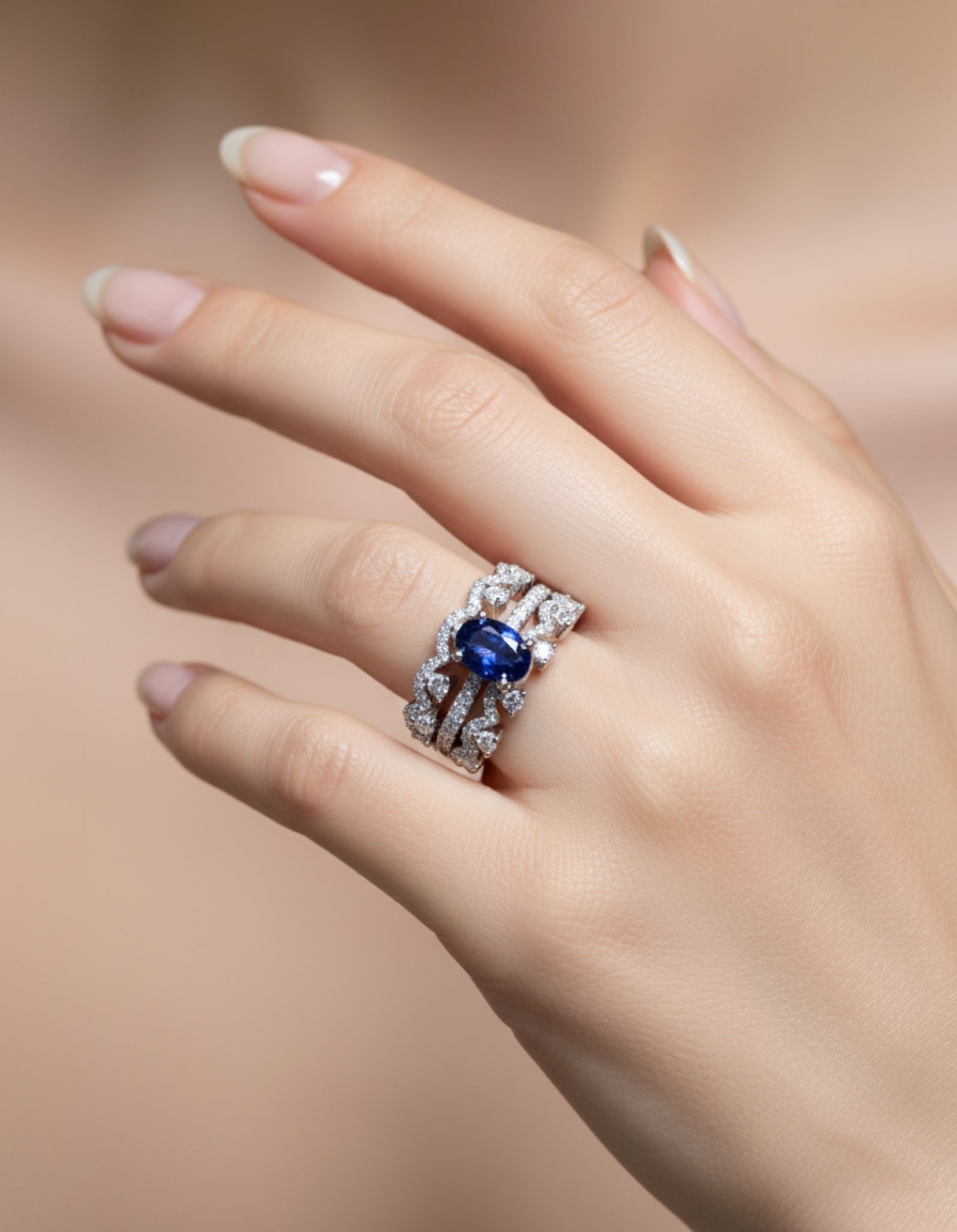 1 Carat Blue Moissanite 925 Sterling Silver Ring