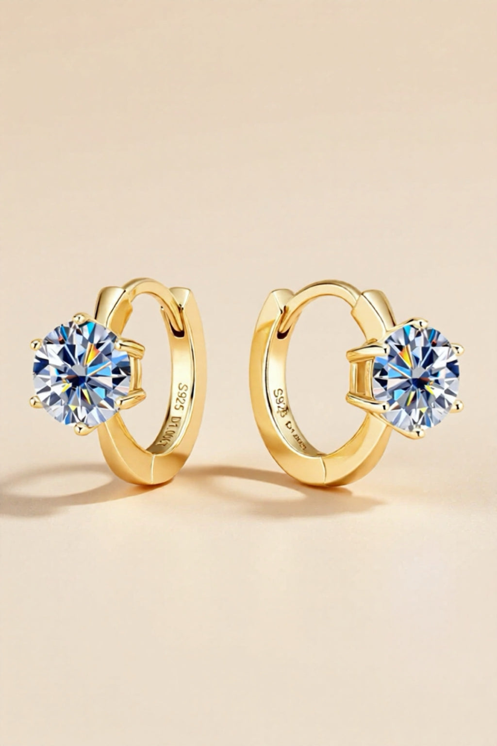 2 Carat Moissanite 925 Sterling Silver Huggie Earrings