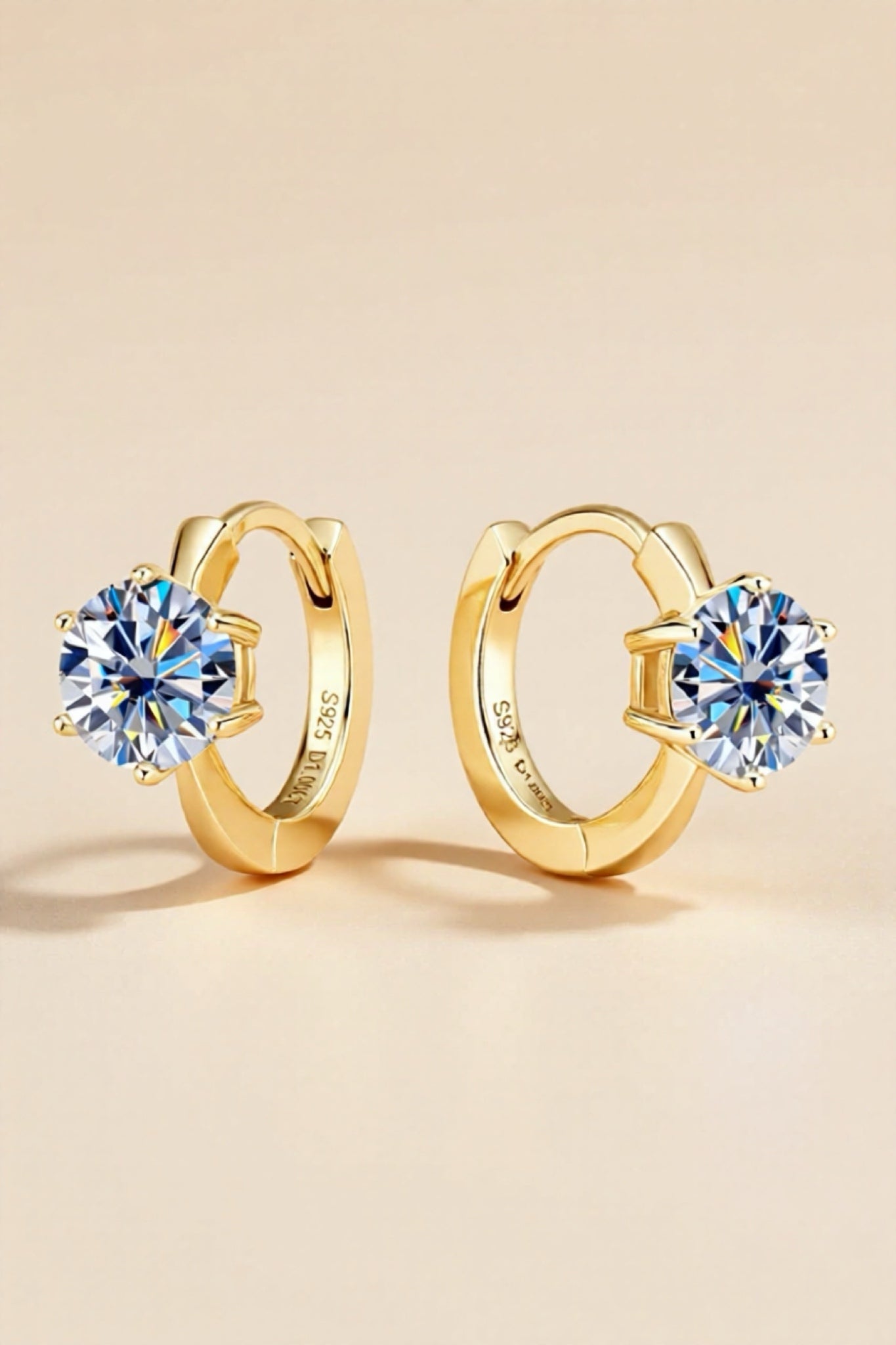 2 Carat Moissanite 925 Sterling Silver Huggie Earrings