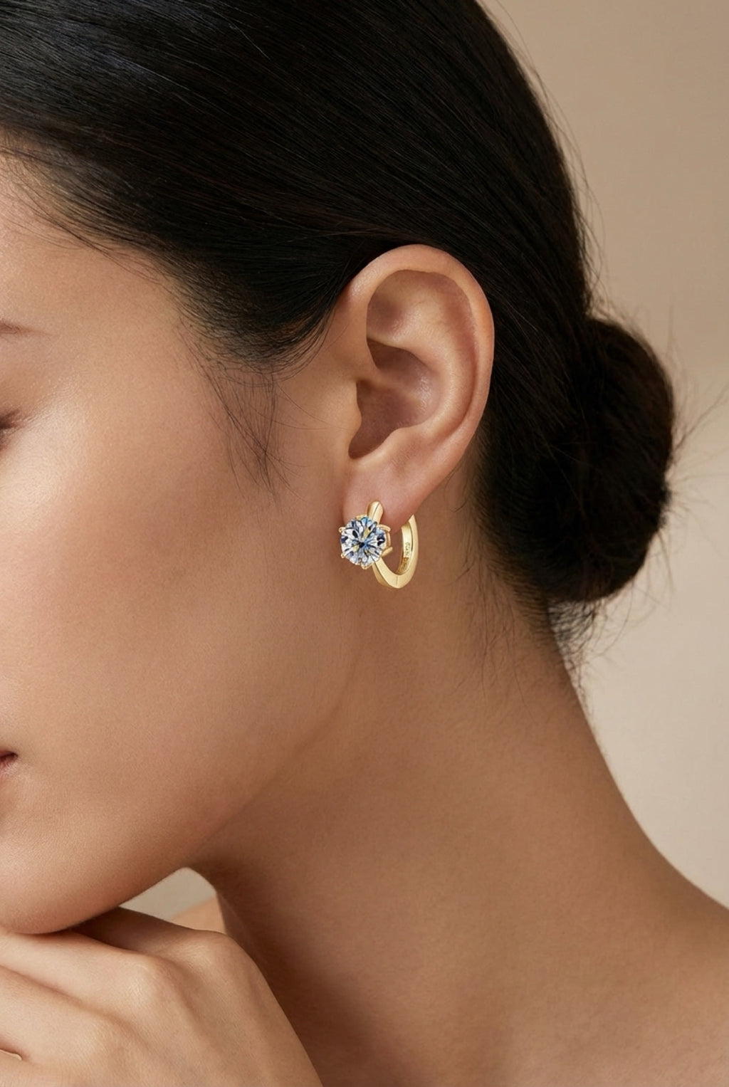 2 Carat Moissanite 925 Sterling Silver Huggie Earrings