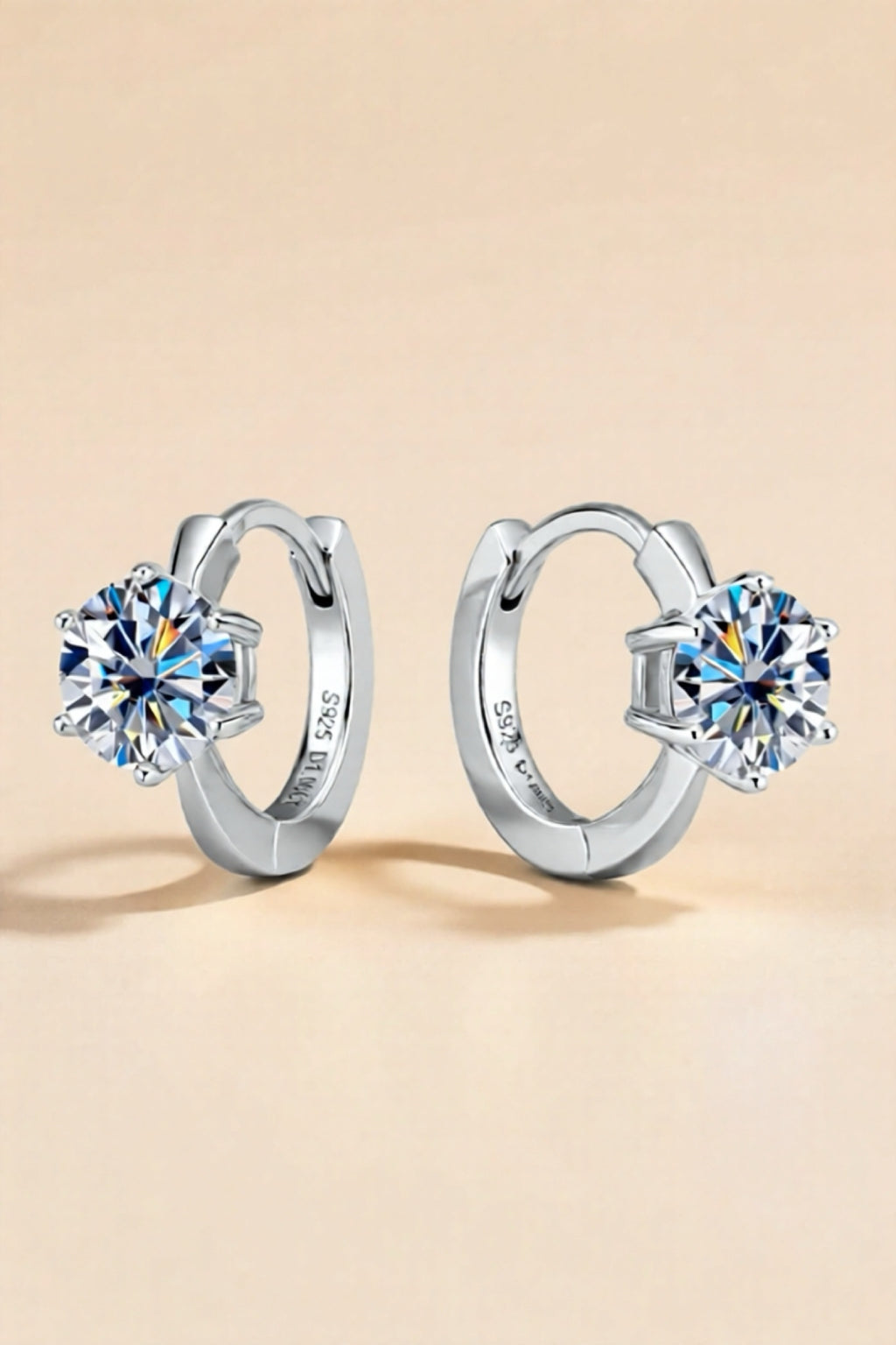2 Carat Moissanite 925 Sterling Silver Huggie Earrings