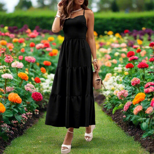 Tiered Crisscross Spaghetti Strap Dress
