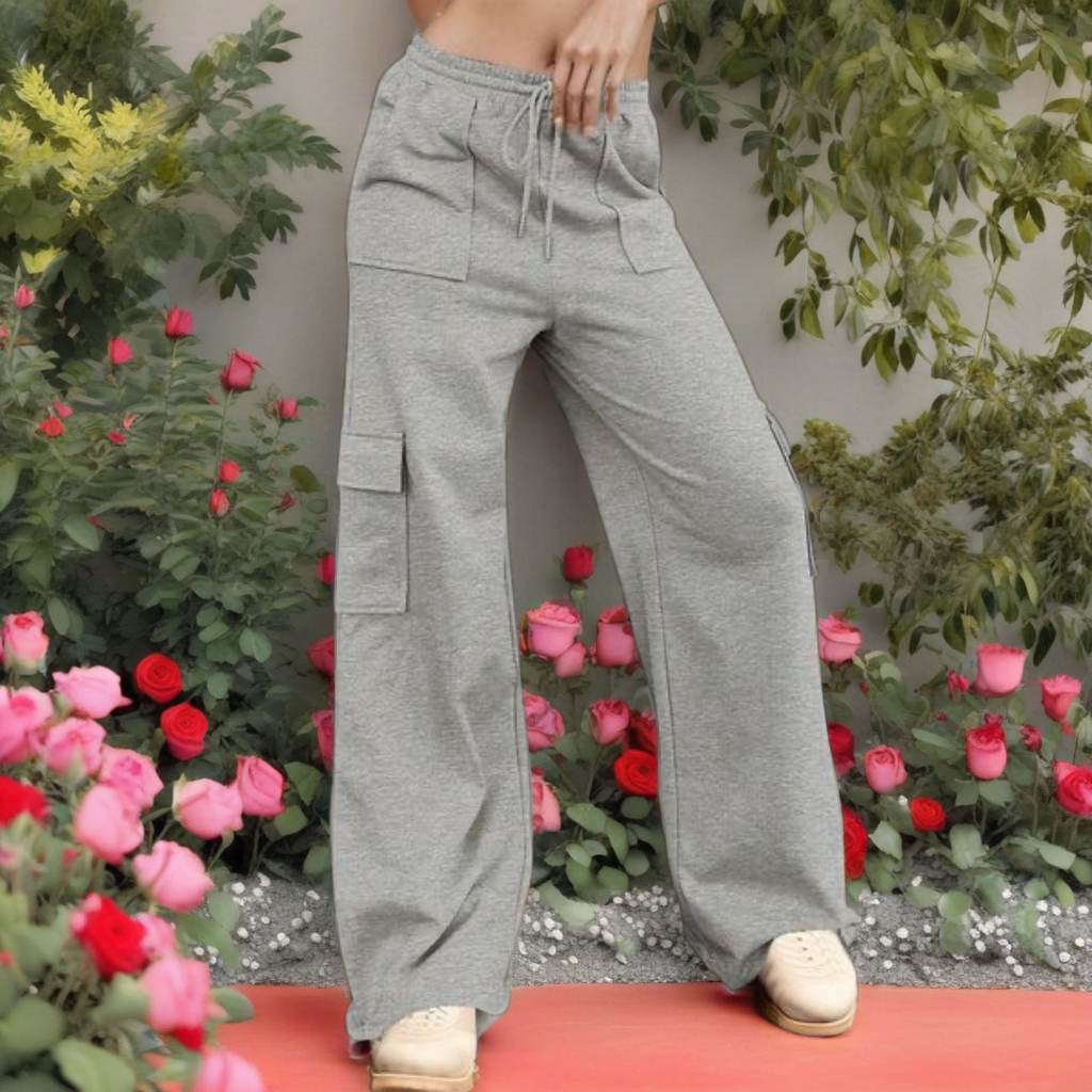 Grey Cargo Pants with Pockets