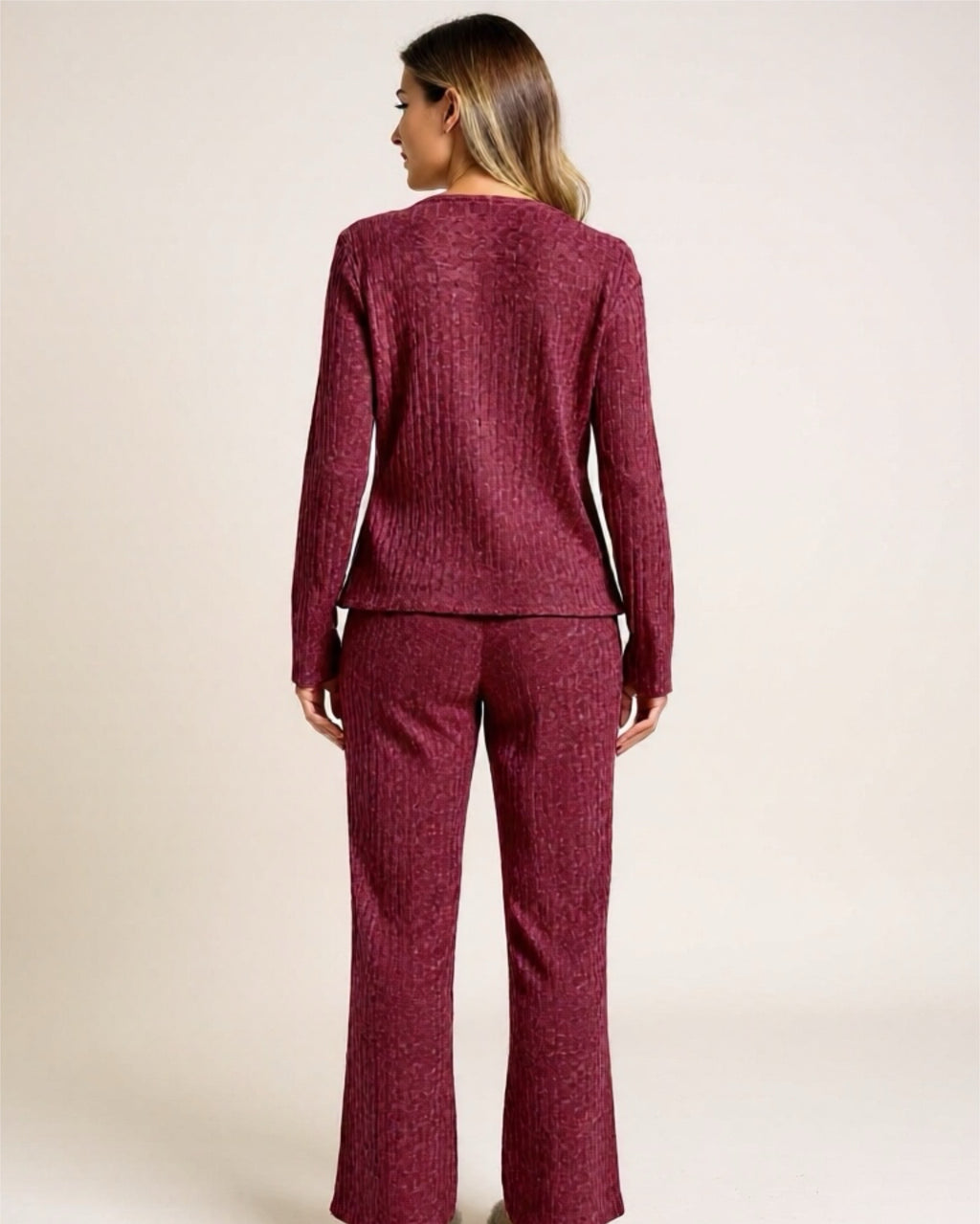 Ribbed Long Sleeve Top & Pants Lounge Set