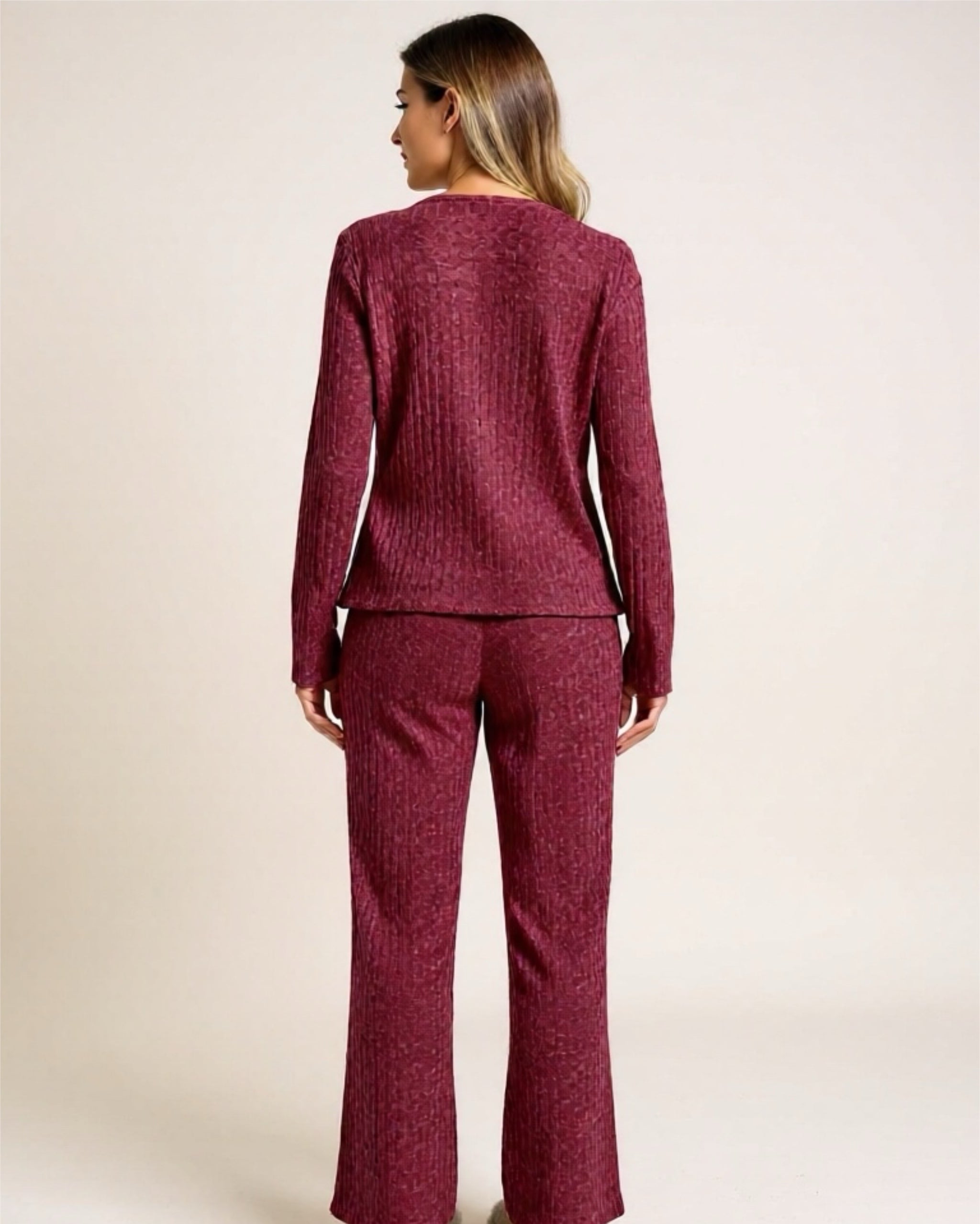Ribbed Long Sleeve Top & Pants Lounge Set