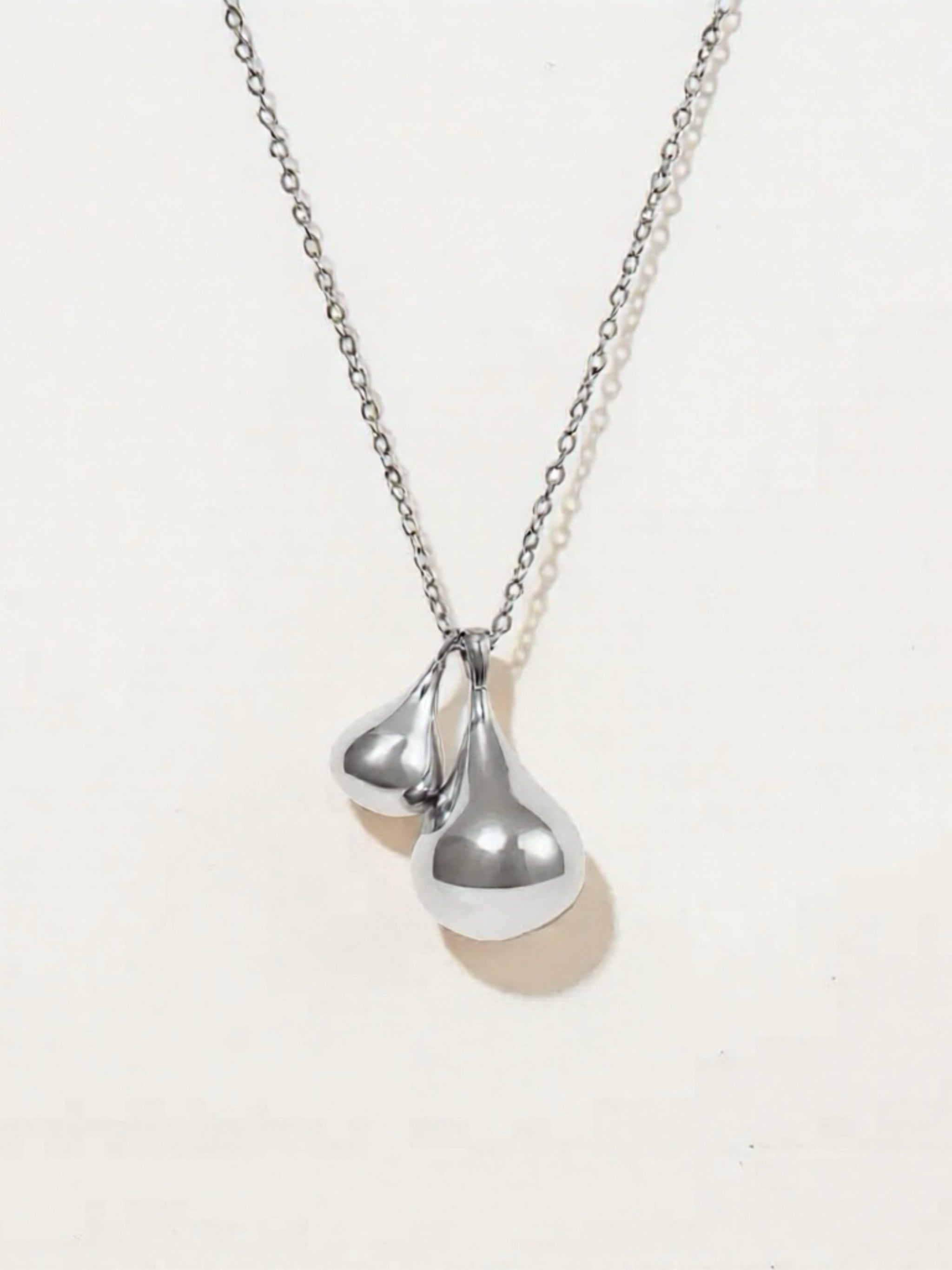 Stainless Steel Water Drop Shape Pendant Necklace