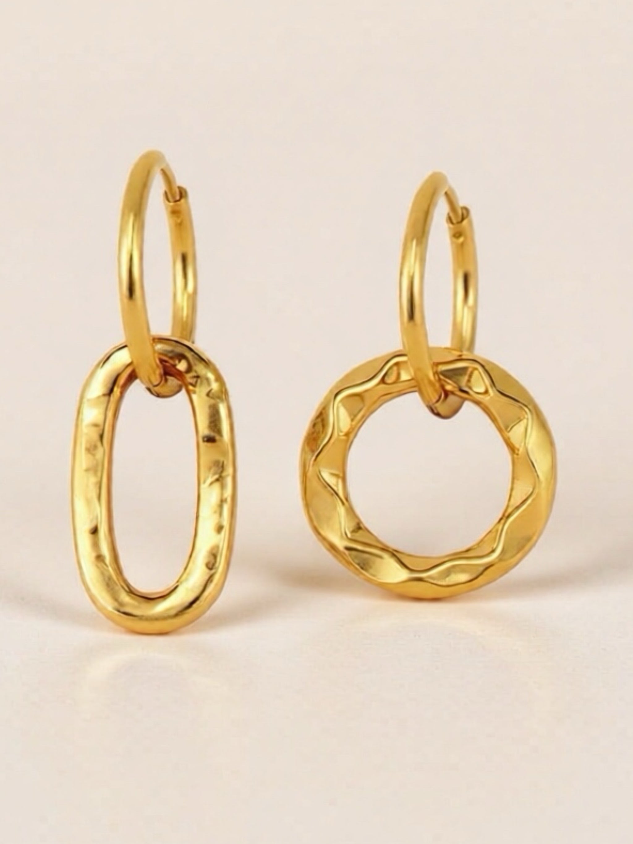 18K Gold Titanium Steel Annulus Earrings