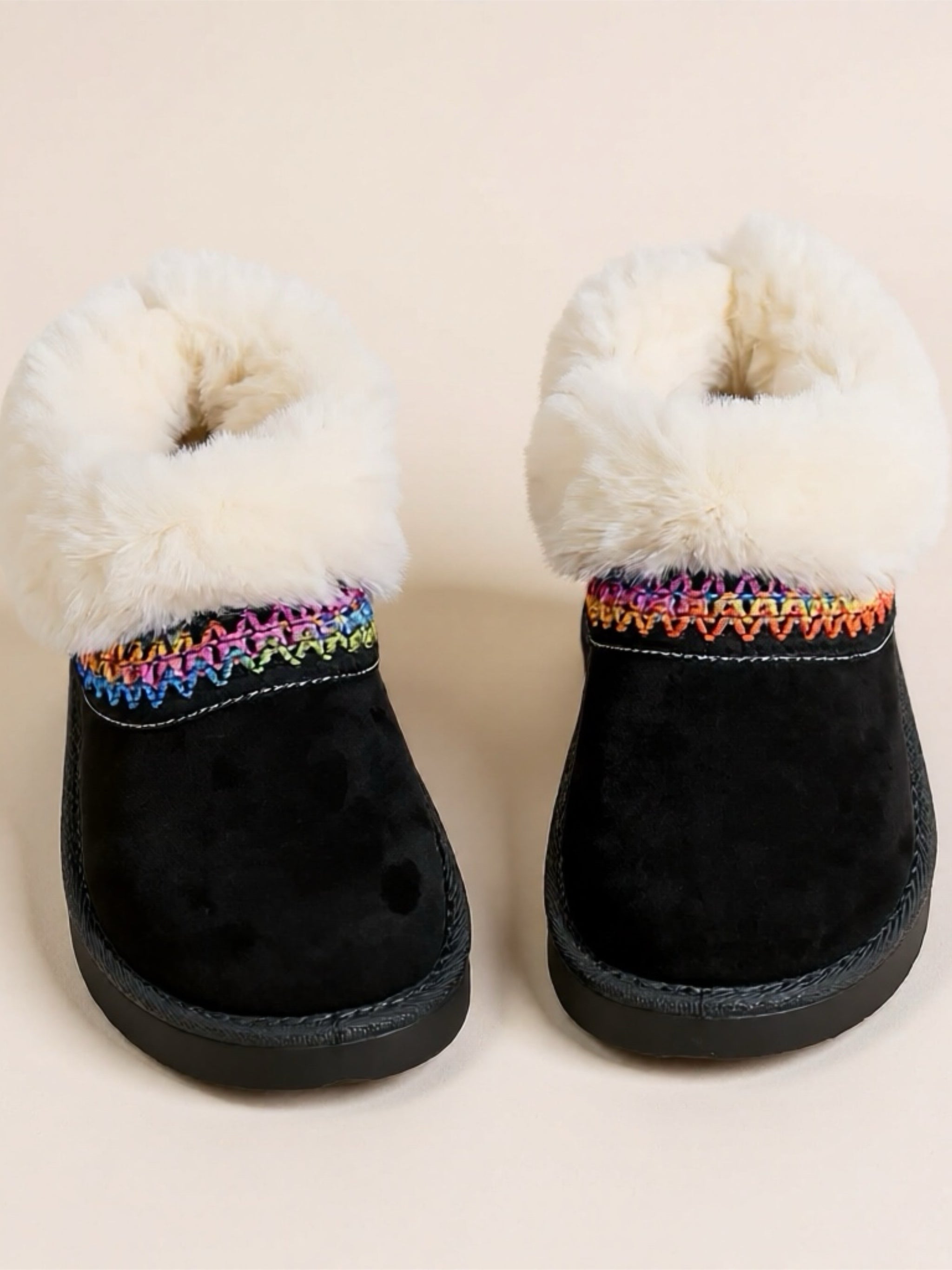 Fur-Lined Boots with Woven Strap