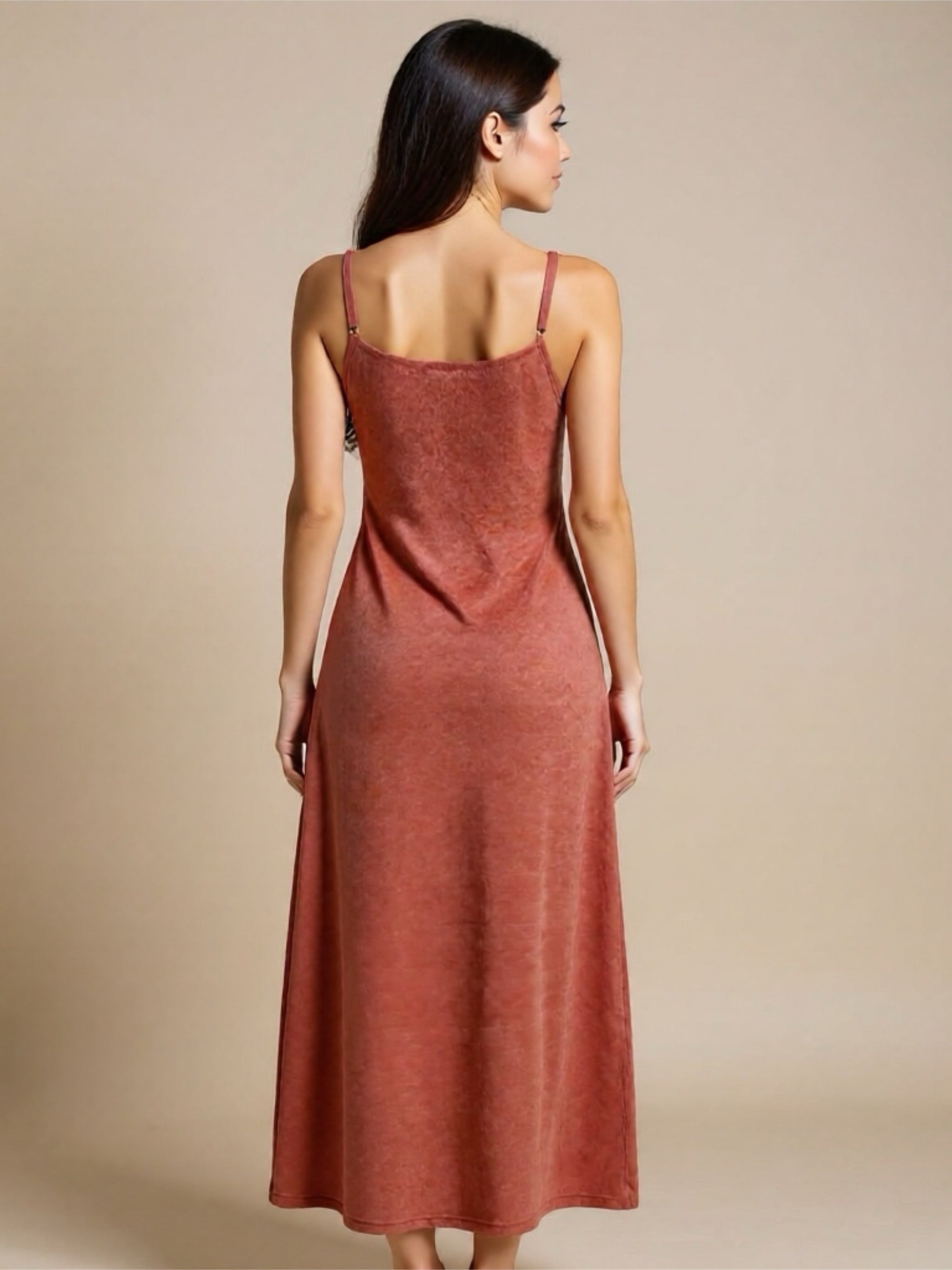 Orange Nightgown with Pleated Accent