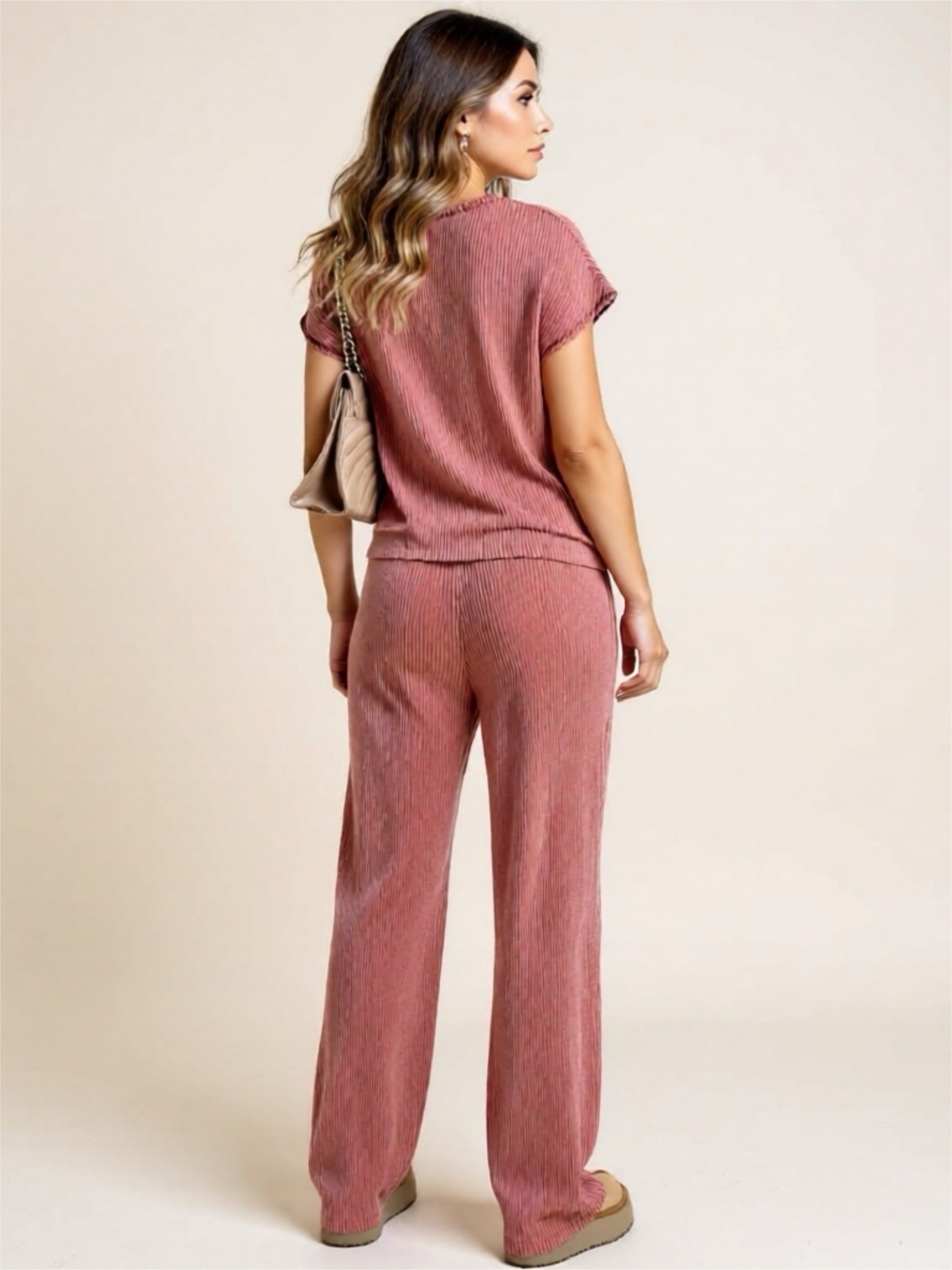 Ribbed Exposed Seam Top & Pants Set