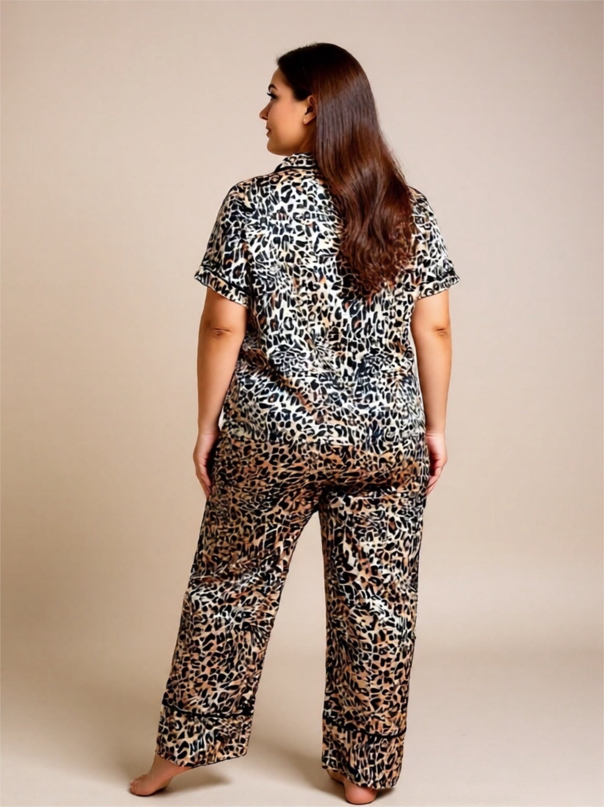Leopard Short Sleeve Top & Pants Pajama Set