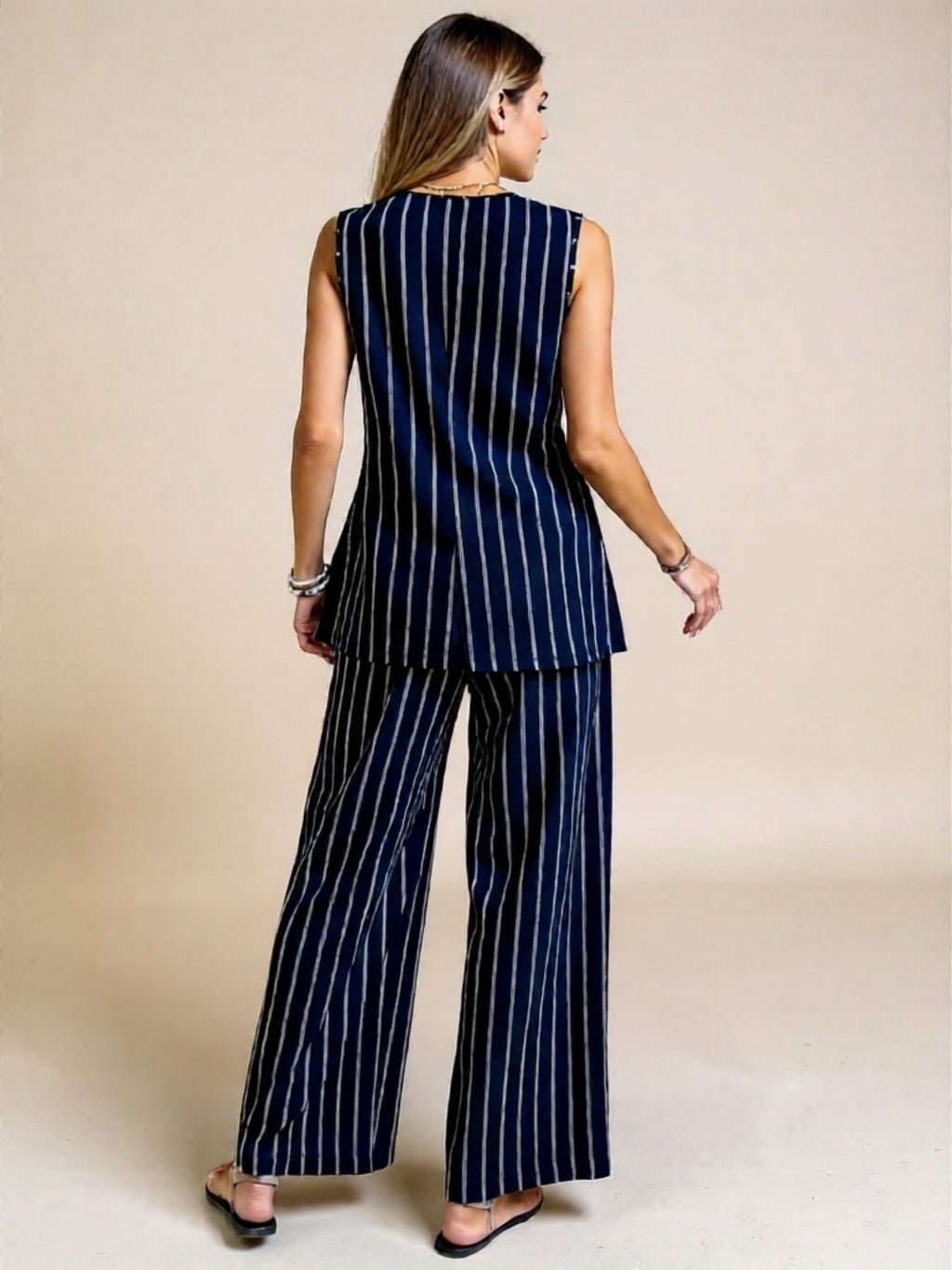 Striped Sleeveless Top & Pants Two-Piece Set