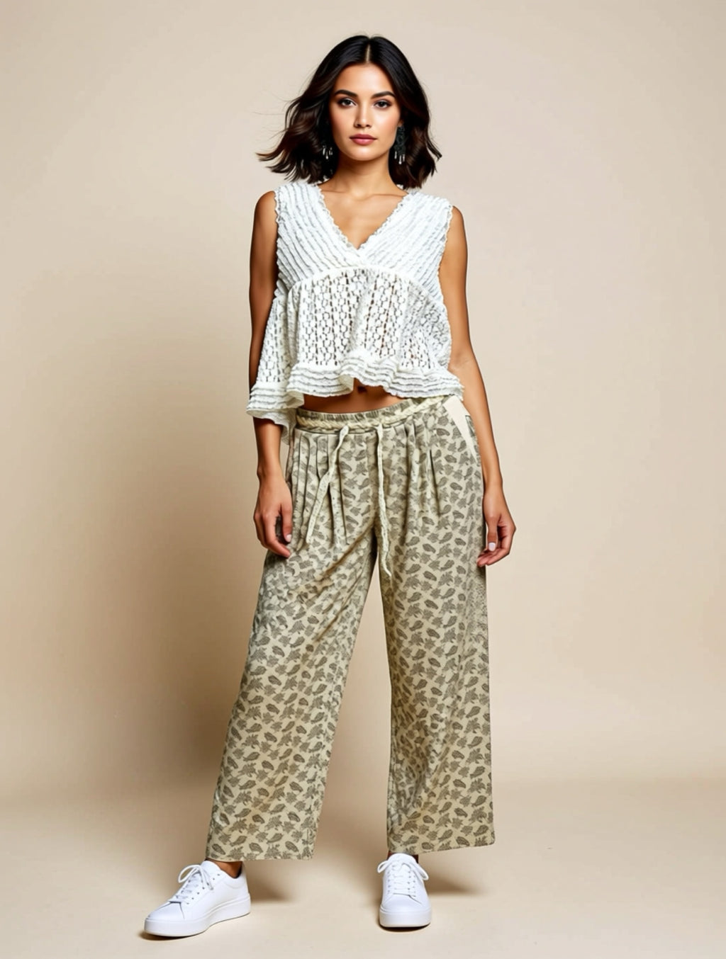 Lace Peplum Sleeveless Top